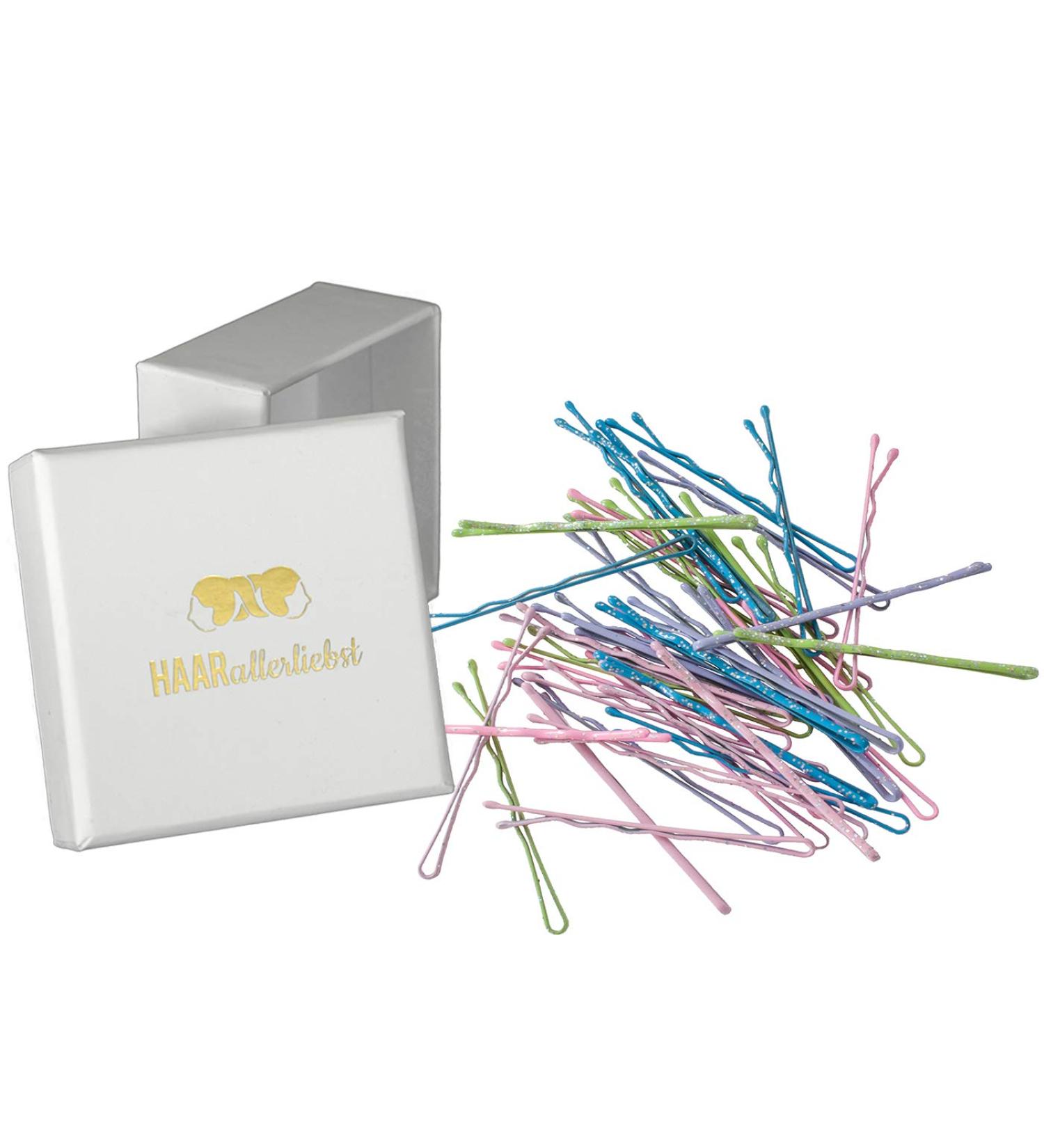 40 Colorful Glitter Hair Clips - 48mm with Storage Box | International Shipping Available - Buy Online on GoSupps.com