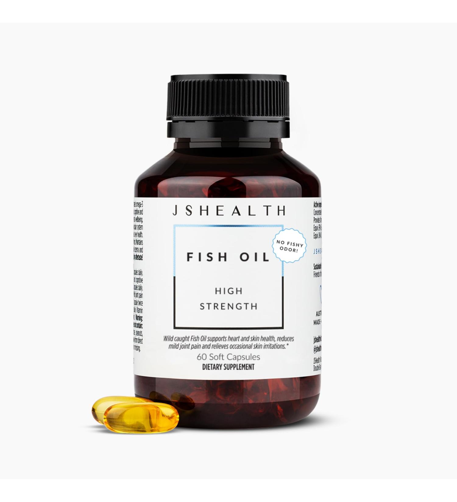JSHealth High Strength Omega-3 Fish Oil | Wild-Caught Friend of The Sea Certified 60 Capsules 60 Count (Pack of 1) - Buy Online on GoSupps.com