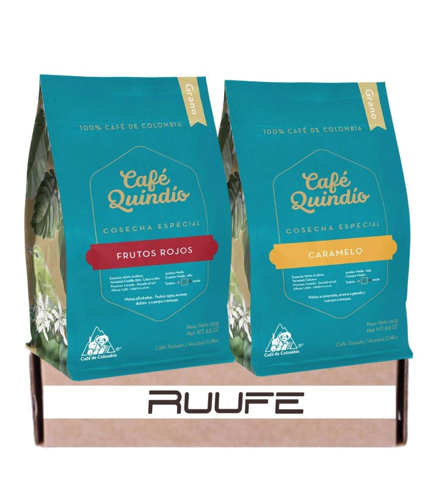 Whole bean Roasted Quindio Coffee Berry and Caramel flavor (2 pack) Cafe Quindio Grano Frutos y Caramelo Colombian Coffee Bean Coffee Whole Bean Colombian Coffee - Buy Online on GoSupps.com