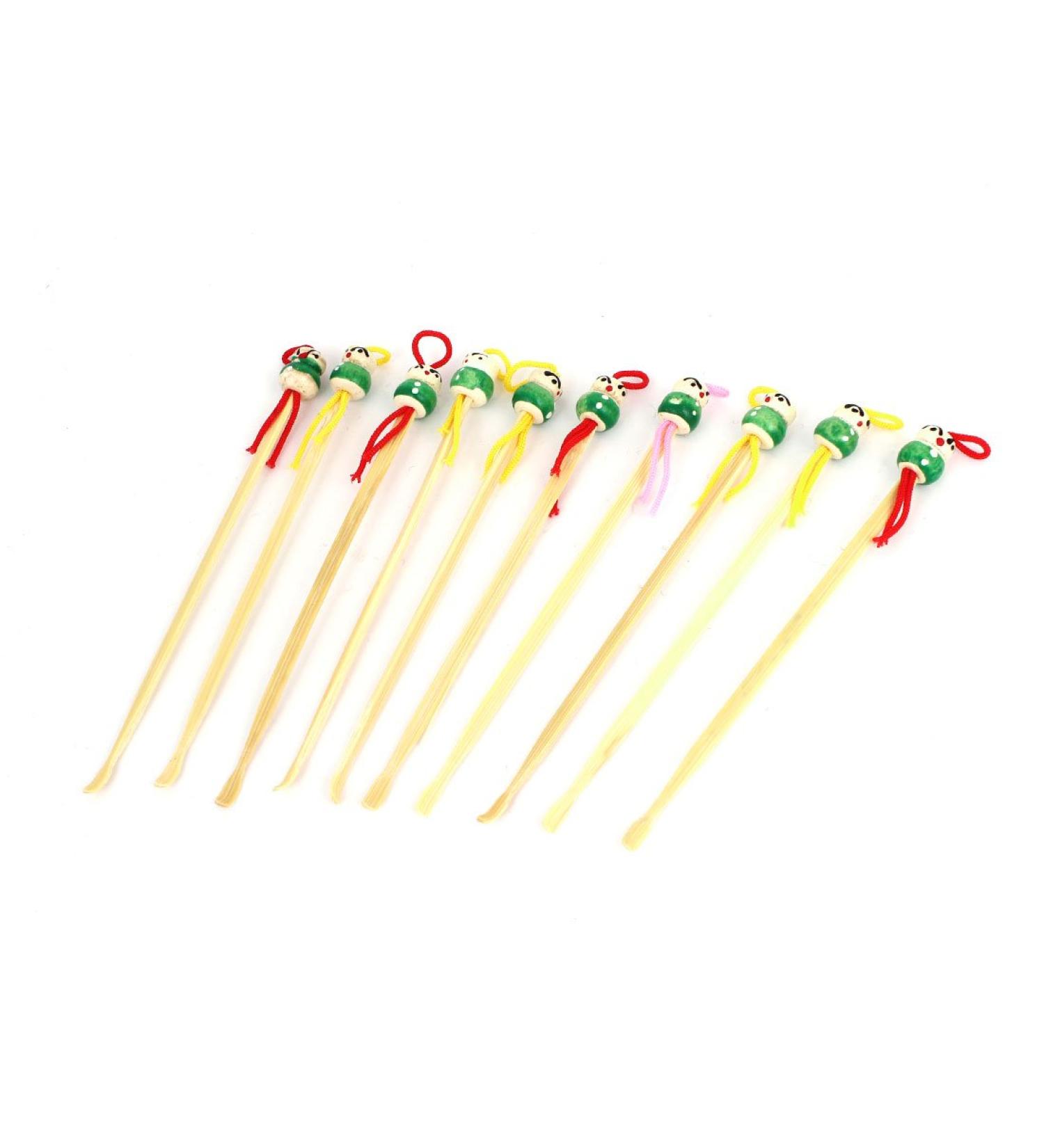 Qtqgoitem 10 Pcs Manmade Bamboo Green Doll Head Design Earwax Remover Pick Beige (Model: 993 4e3 4b7 c0c 0b8)