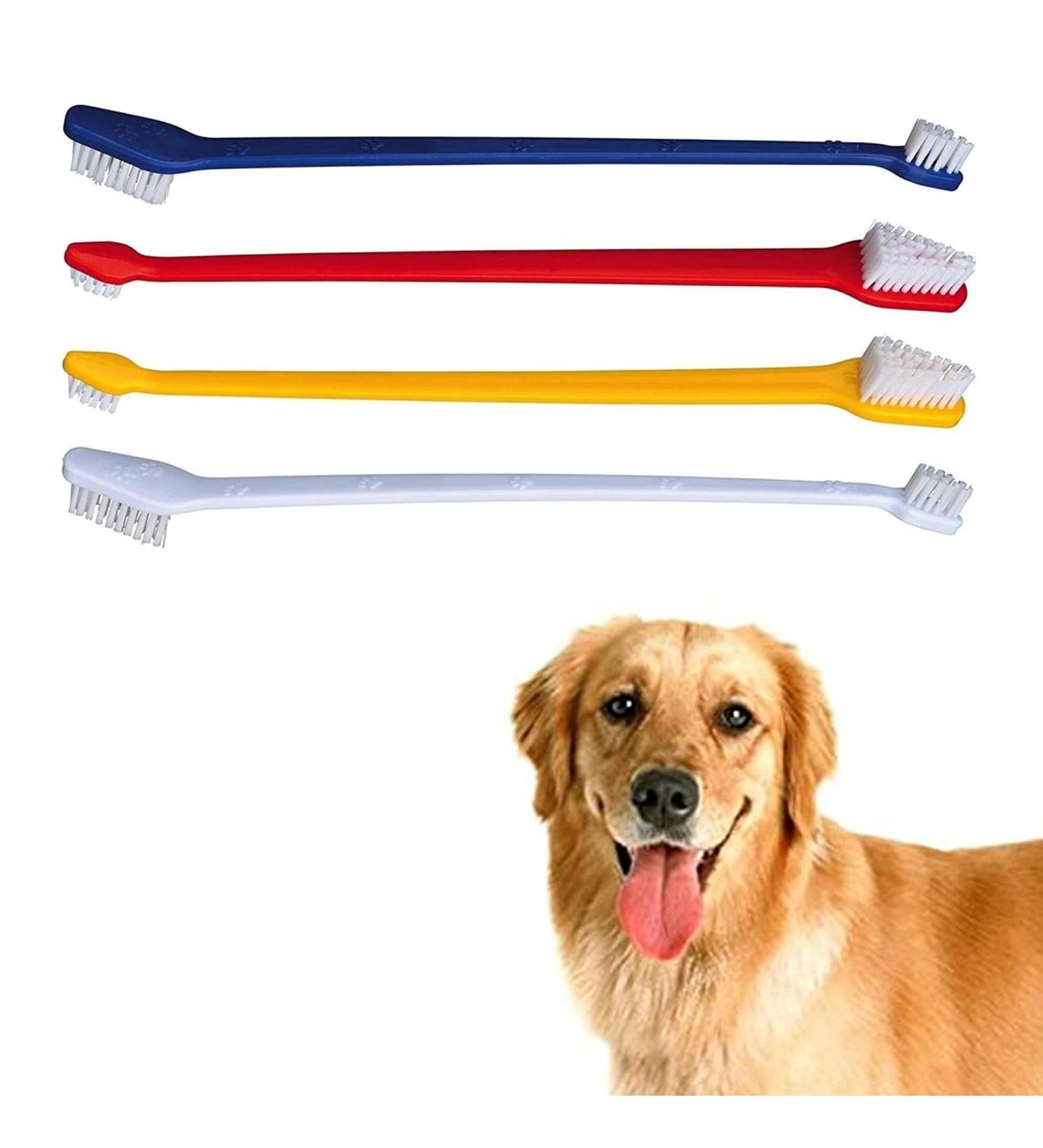 Pack of 4 Double Ended Dog & Cat Dental Oral Care Toothbrush Healthy Pet Grooming Tool Teeth Brush for Dogs Tooth Cleaner Care for Small to Large Dogs Cats - Buy Online on GoSupps.com