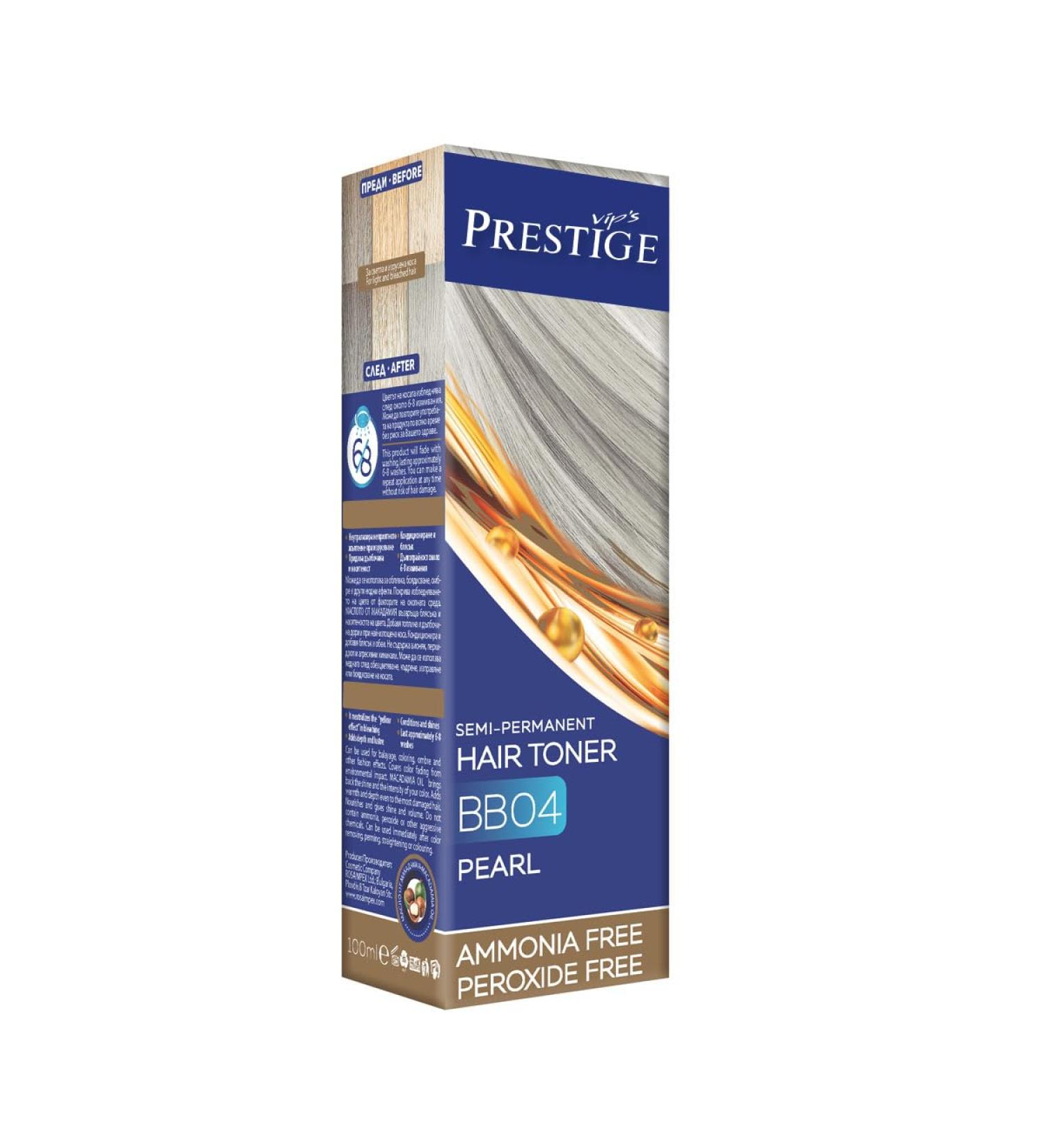 Vips Prestige Hair Toner Pearl 04 - Ammonia-Free Semi-Permanent Color for Blonde & Gray Hair 100ml - Buy Online on GoSupps.com
