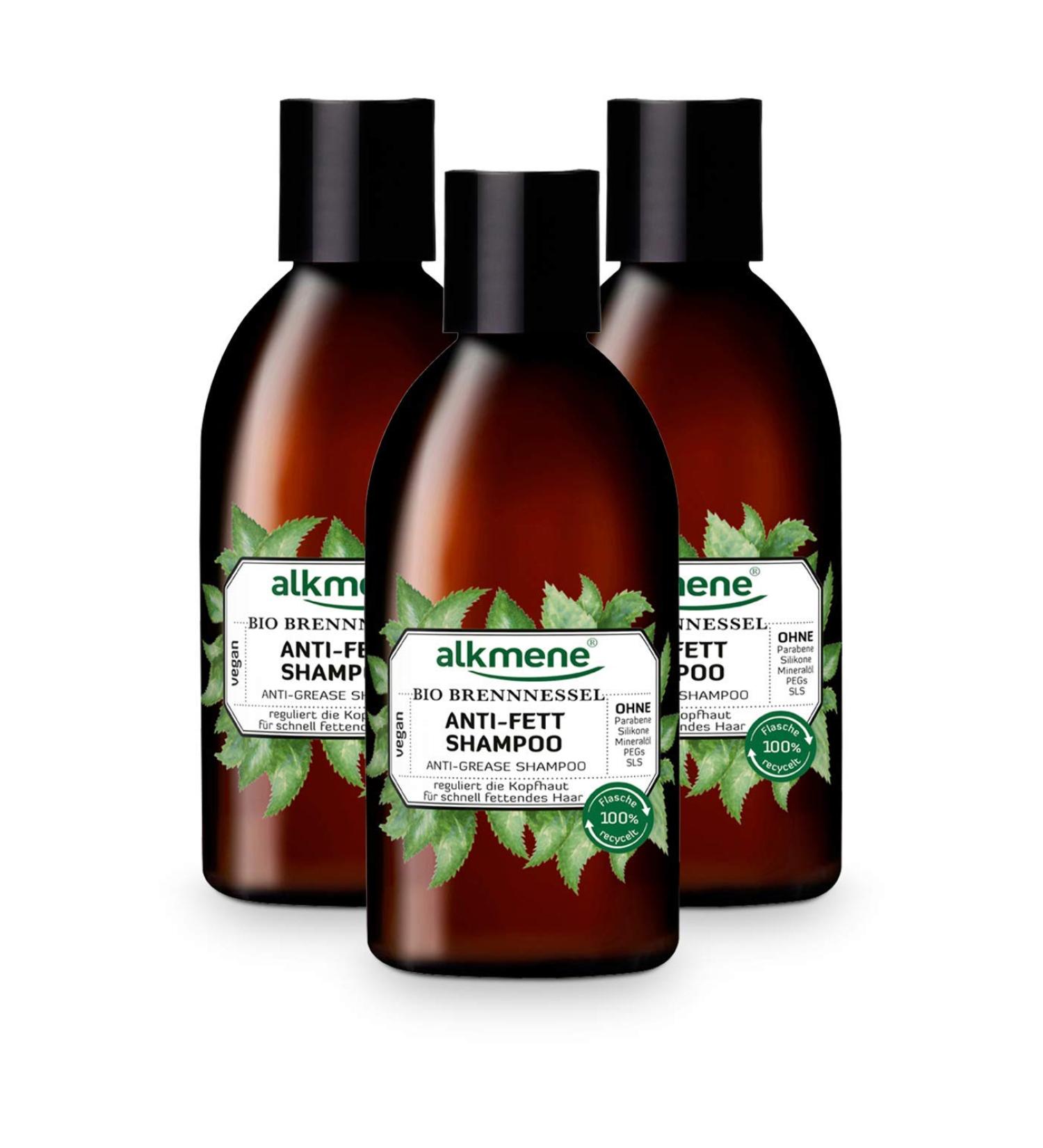 alkmene Anti-greasy shampoo with organic nettle - shampoos for oily hair - vegetable shampoo without silicones parabens mineral oils SLS and SLES - shampoos (3x 250 ml) - Buy Online on GoSupps.com