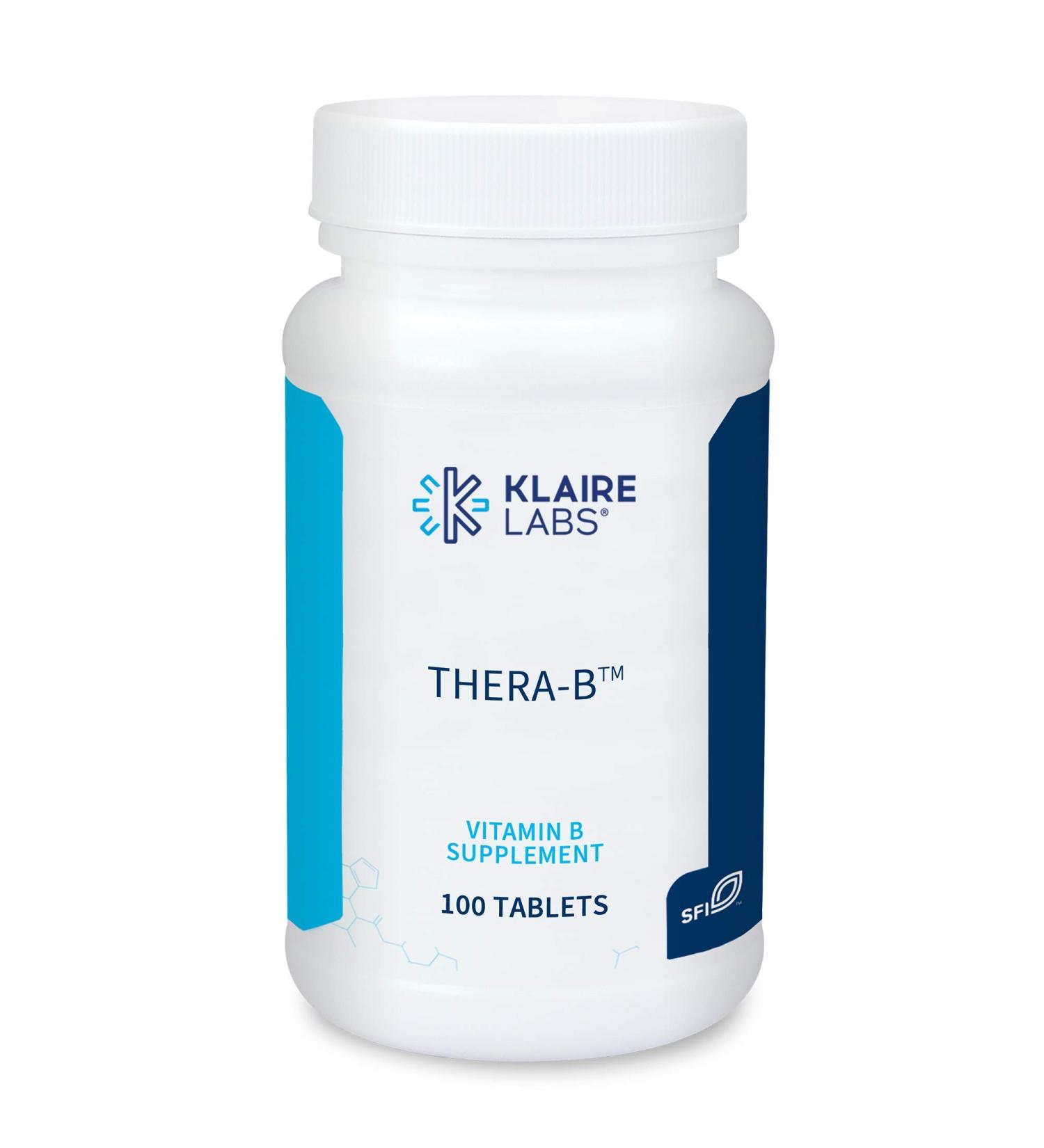 Klaire Labs Thera-B - Essential Vitamin B Complex with Activated Metafolin Folate & Methylcobalamin | 100 Tablets - Buy Online on GoSupps.com