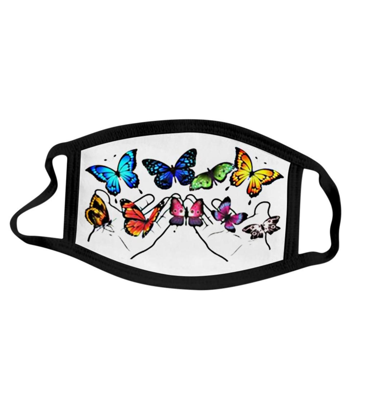 Yliquor Mouth Covering For Protection Butterfly Design Printed Anti-Face Dust Washable Earloop Cotton Cloth Dust Face Bandanas (White 1 PC) - Buy Online on GoSupps.com
