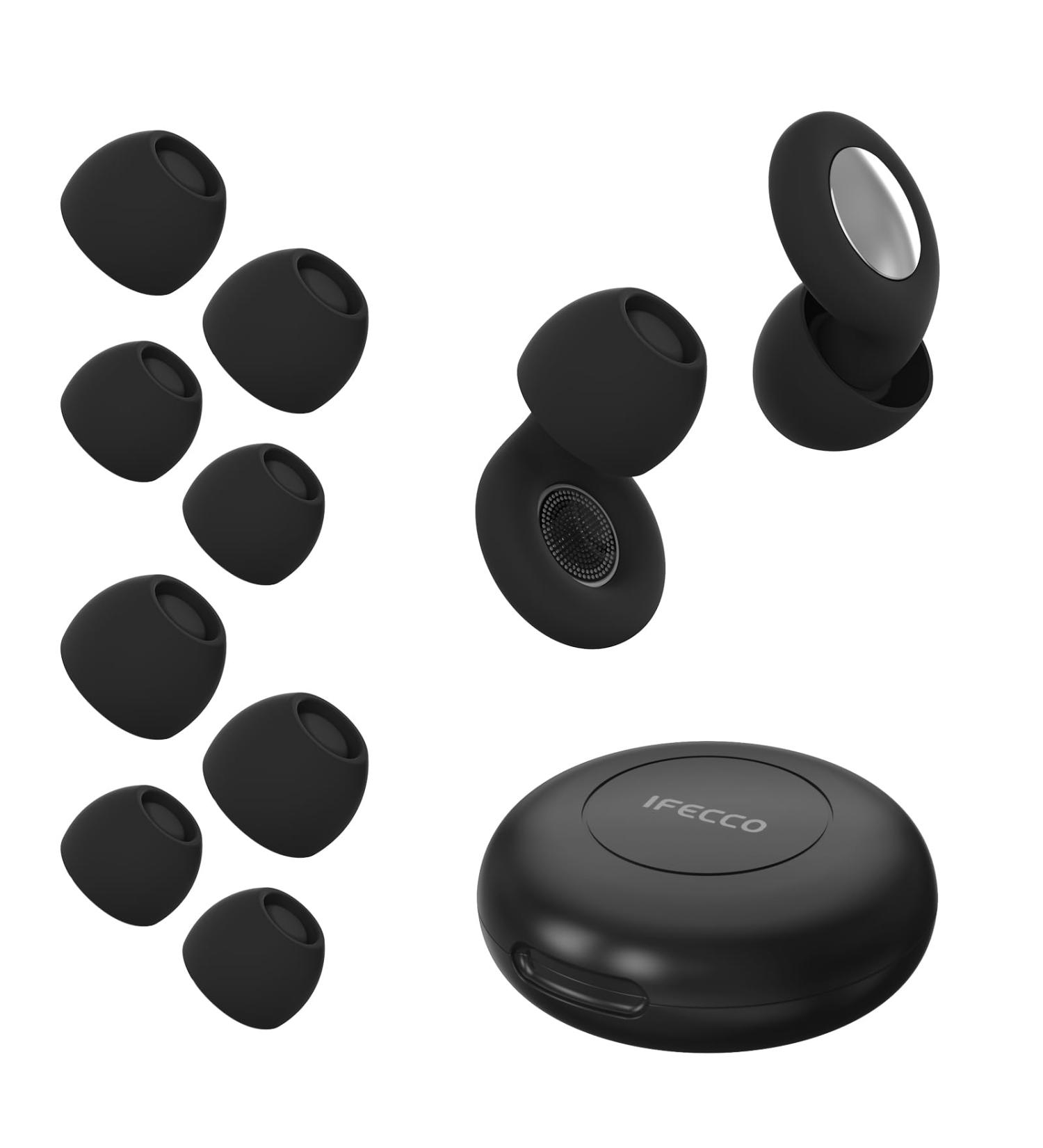 IFECCO Sleep Ear Plugs - Reusable Silicone Noise Cancelling Earplugs for 30dB Noise Reduction | Ear Protection for Study Work & Focus | Includes 4 Pair Eartips (XS/S/M/L) - Black - Buy Online on GoSupps.com
