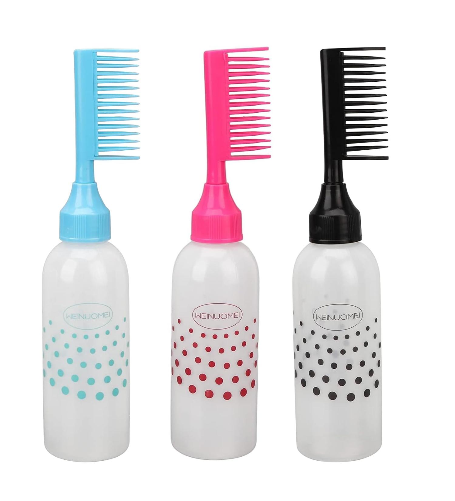 Cimown Hair Dye Comb Applicator Bottle Part Root Comb Comb Applicator Bottle Applicator Bottle for Colouring and Conditioning Hair (Red/Blue/Black) - Buy Online on GoSupps.com