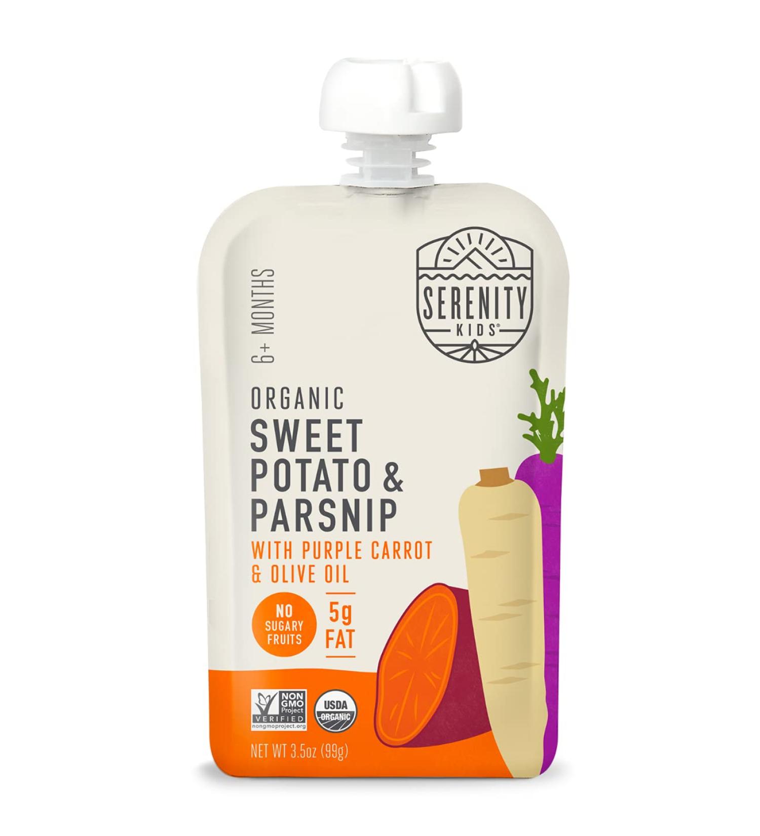 Serenity Kids Organic Sweet Potato & Parsnips Puree with Purple Carrot - 6+ Months - 3.5 oz - Buy Online on GoSupps.com