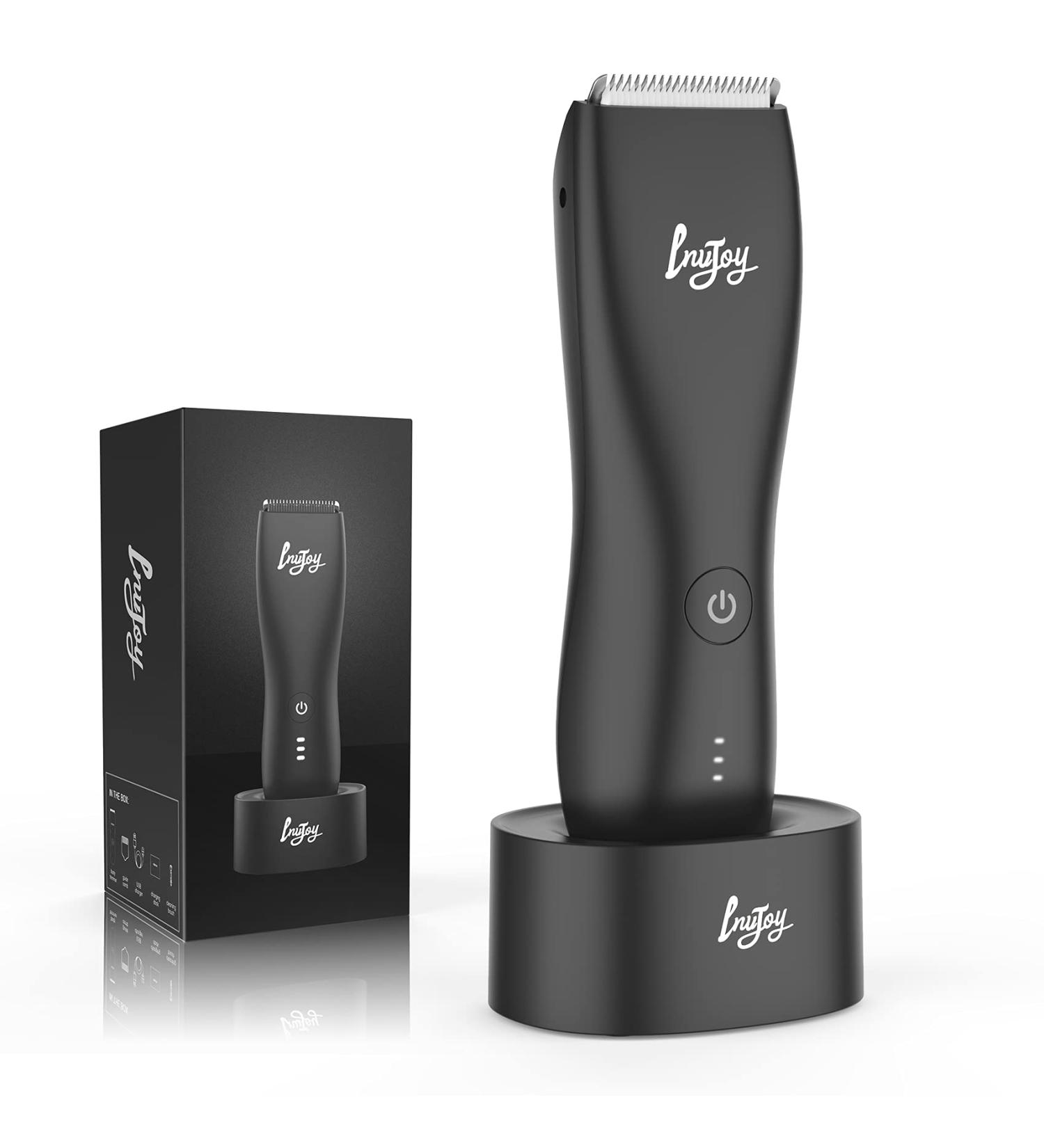 INVJOY Men's Body Trimmer - Electric Ball Shaver & Groin Hair Trimmer - Waterproof Groomer for Full Body Grooming, Ceramic Razor Clippers with Charging Dock - Black - Buy Online on GoSupps.com
