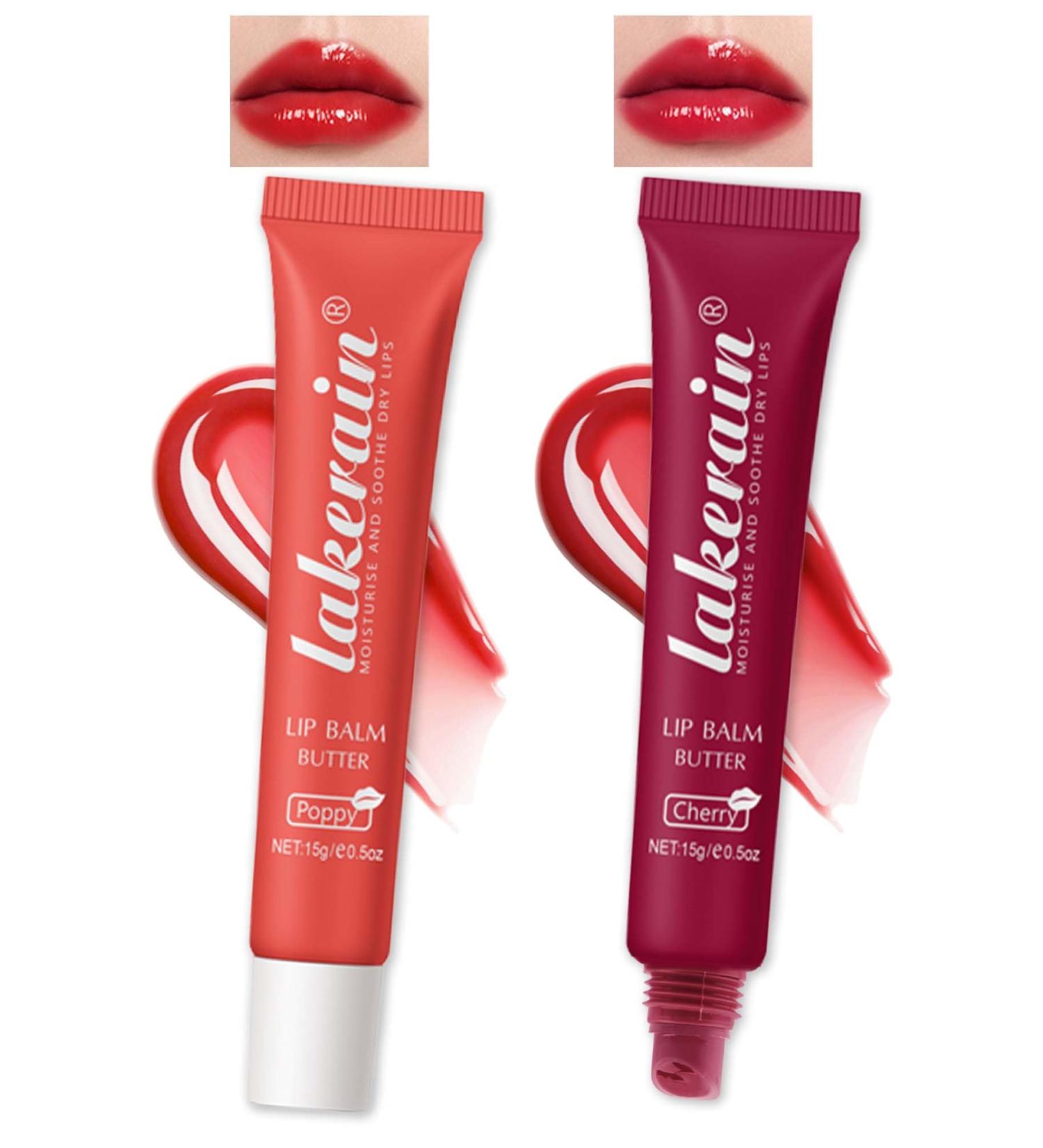 Lip Butter Balm Cherry Red Lip Gloss Shea Butter Tinted Lip Balm Lip Glowy Balm Hydrating Lip Mask Plumping Lip Butter Gloss for Dry Cracked Lips Vegan Glossy Non-sticky Lip Care Moisturizer 04+05 - Buy Online on GoSupps.com