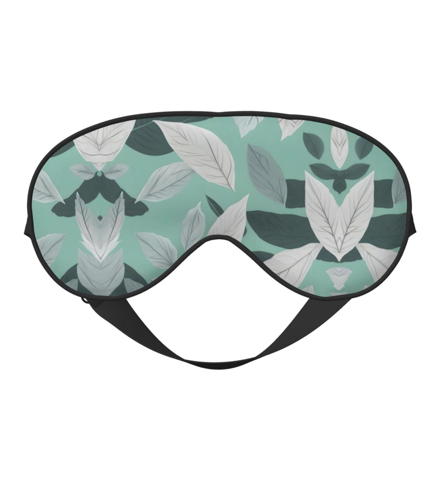 Mint Gray Leaves Print Double-Sided Eye Mask | Soft Light Blocking for Better Sleep Quality - Shop Internationally - Buy Online on GoSupps.com