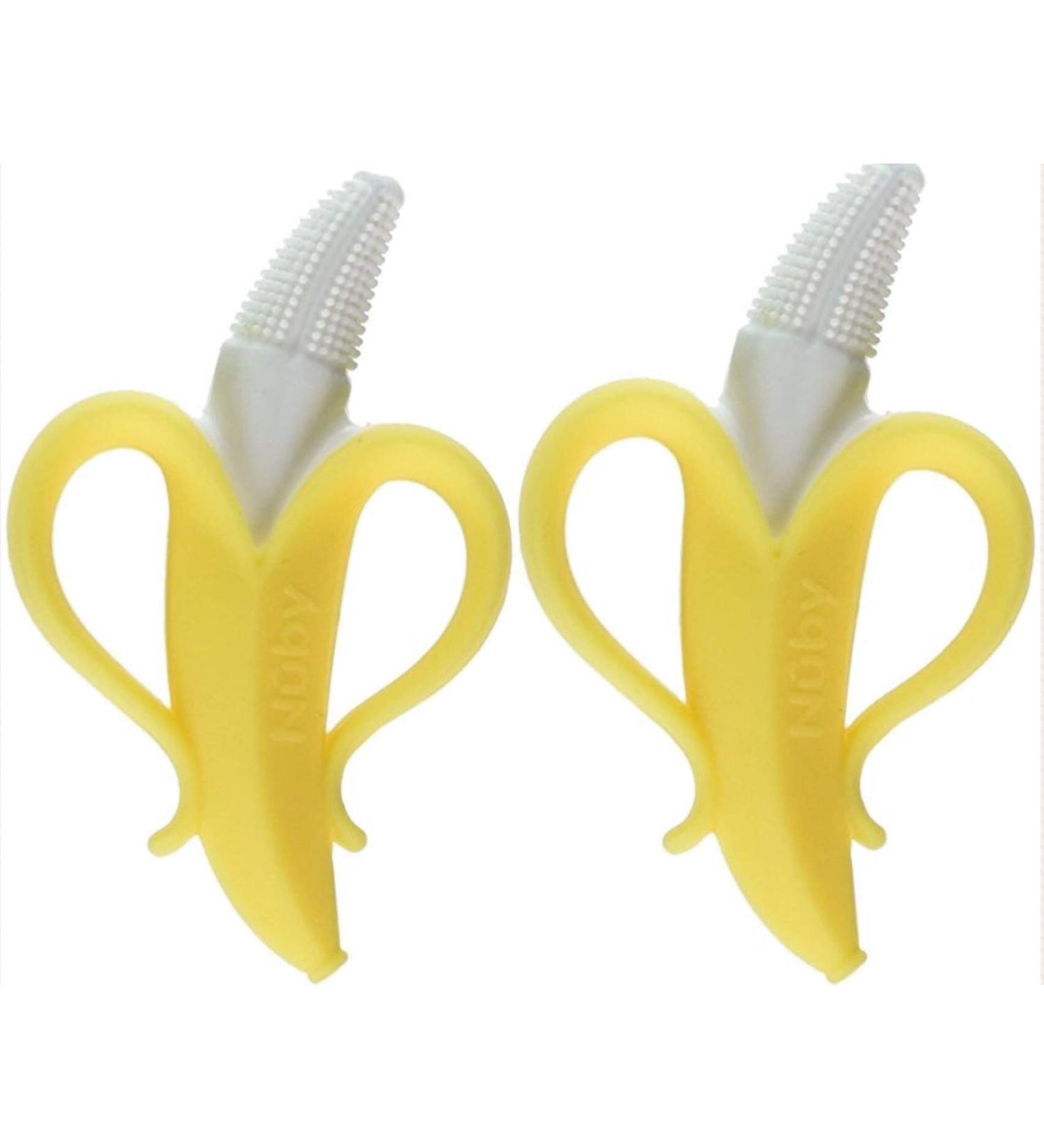 Nuby Nananubs Banana Massaging Toothbrush 2-Pack - Soothes Gums, Teething Relief - Buy Online on GoSupps.com