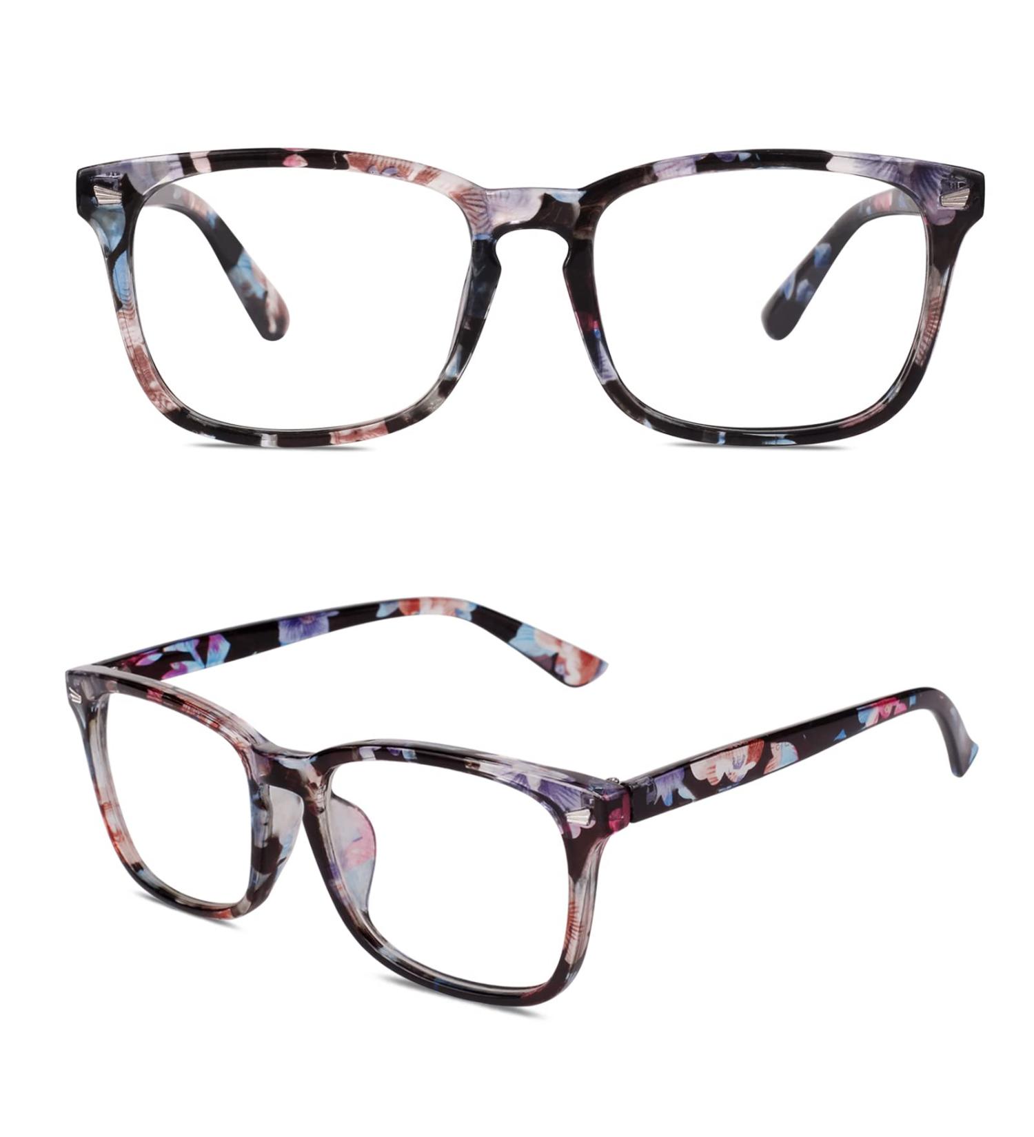 GQUEEN Horn-Rimmed Glasses for Men & Women - UV400 Fake Nerd Glasses | PE2 1 Flower Color - Stylish & Trendy - Buy Online on GoSupps.com