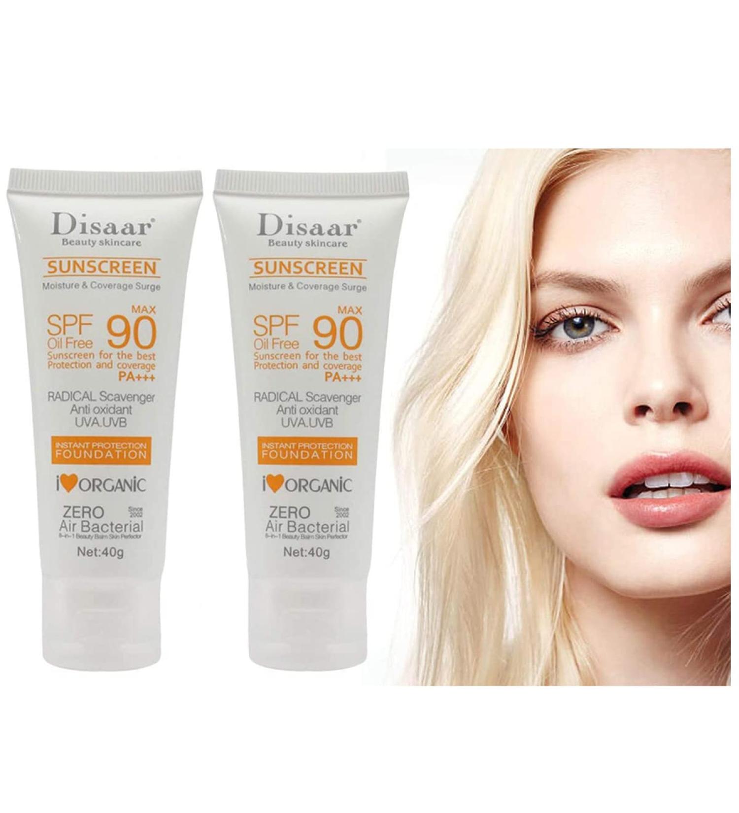 Barabum 2-Pack Facial Sunscreen Creams - Skin Care SPF 90 - Oil-Free - Antioxidant - UVA/UVB - 40g - Sunscreen Day Cream - Buy Online on GoSupps.com