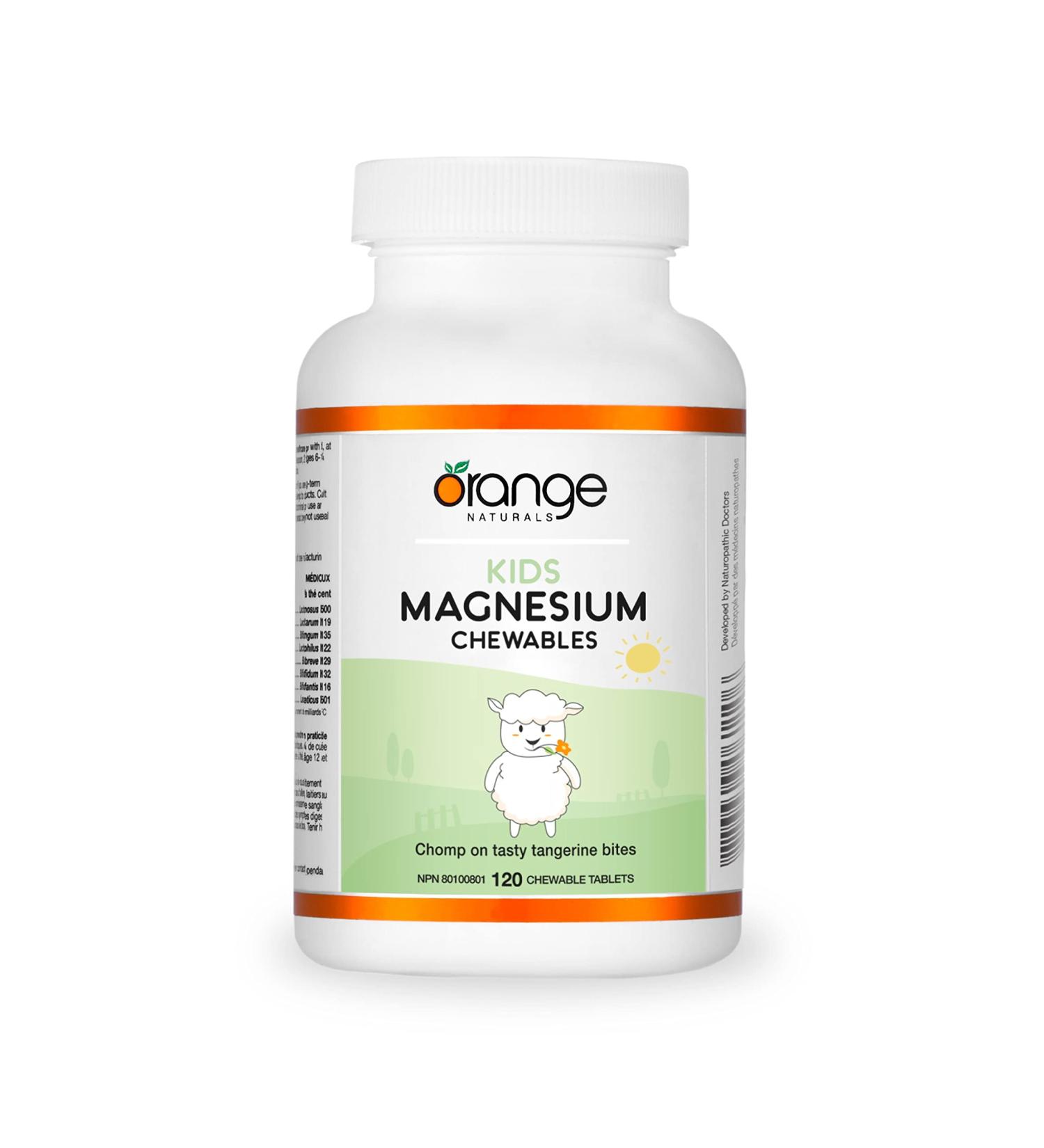 Orange Naturals - Kids Magnesium 120 Chewable Tablets - Helps in the Development and Maintenance of Bones and Teeth - Supports Proper Muscle Function and Healthy Sleep 120 count (Pack of 1) - Buy Online on GoSupps.com