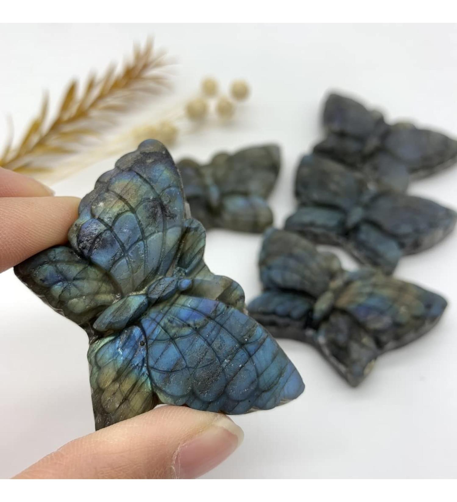 Specimen Healed Natural Labradorite Carved Butterfly Handmade Crystal Animal Gems Gifts Natural and Crystals As a Gift ERTEYIN - Buy Online on GoSupps.com