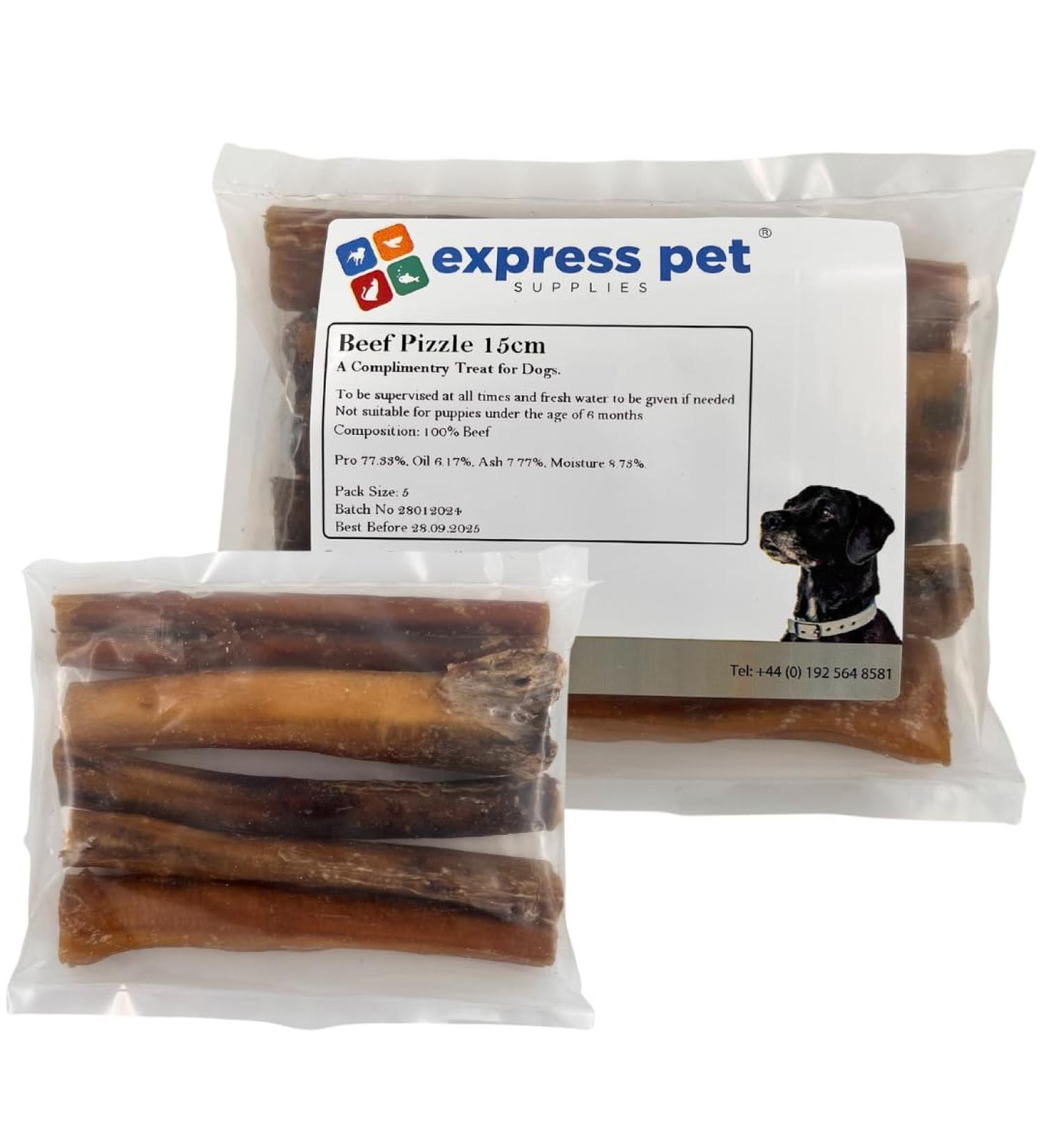 Express Pet Supplies 5 x 15cm (6-7") Inch Premium Extra Thick Bulls Pizzles Bully Dental Sticks Dog Treat Chews - 150g 1 count (Pack of 5) - Buy Online on GoSupps.com
