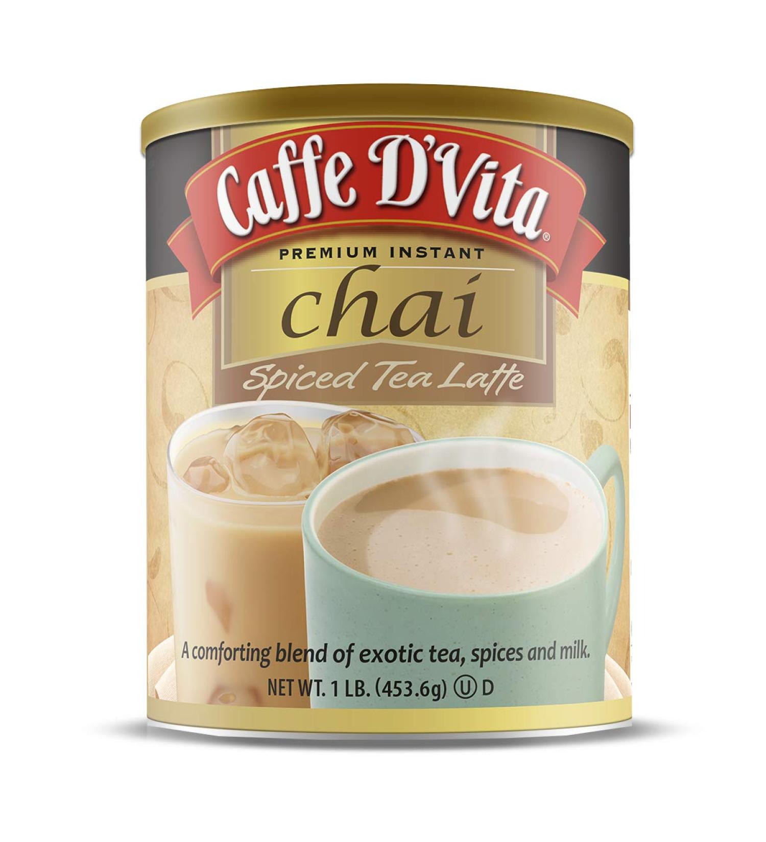 Caffe D'Vita Spiced Chai Tea Latte 1 lb. Can - Authentic & Delicious Blend - Buy Online on GoSupps.com
