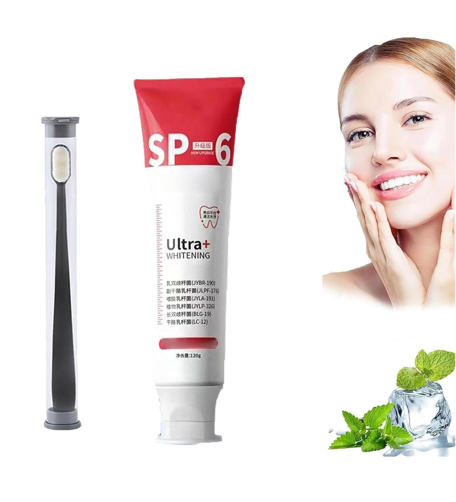 Sp-6 Ultra Whitening Sp 6 Ultra Whitening Dentifrice Probiotiques Dentifrice claircissant Nettoyage en profondeur Dentifrice Probiotiques Sp-6 limine les taches dentaires 120 g (1 pi ce) 1 Pi ce. - Buy Online on GoSupps.com