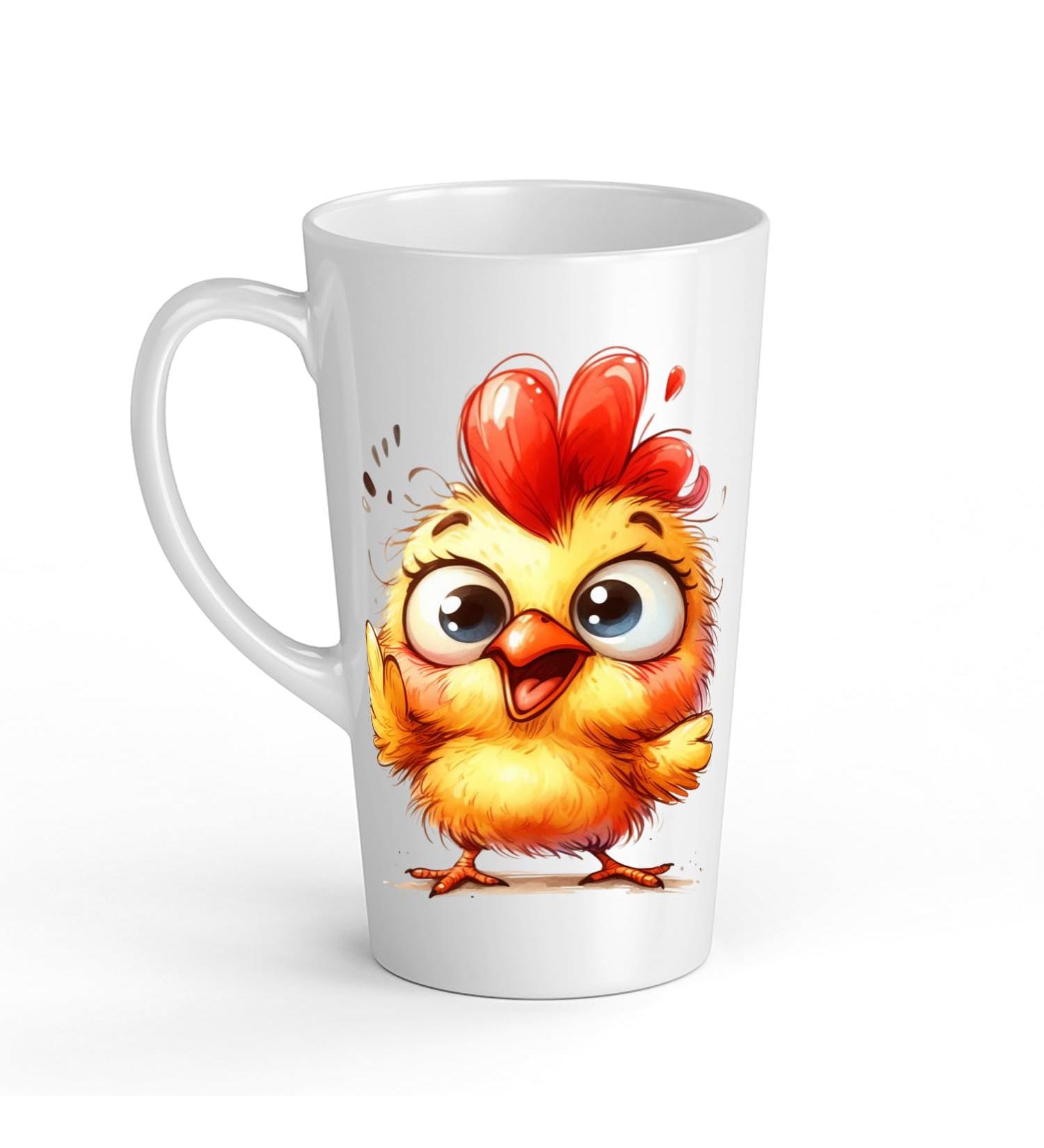 White Ceramic Kids Chicken Mug - Large 483 ml Perfect for Hot Chocolate or Milk Fun and Easy to Use