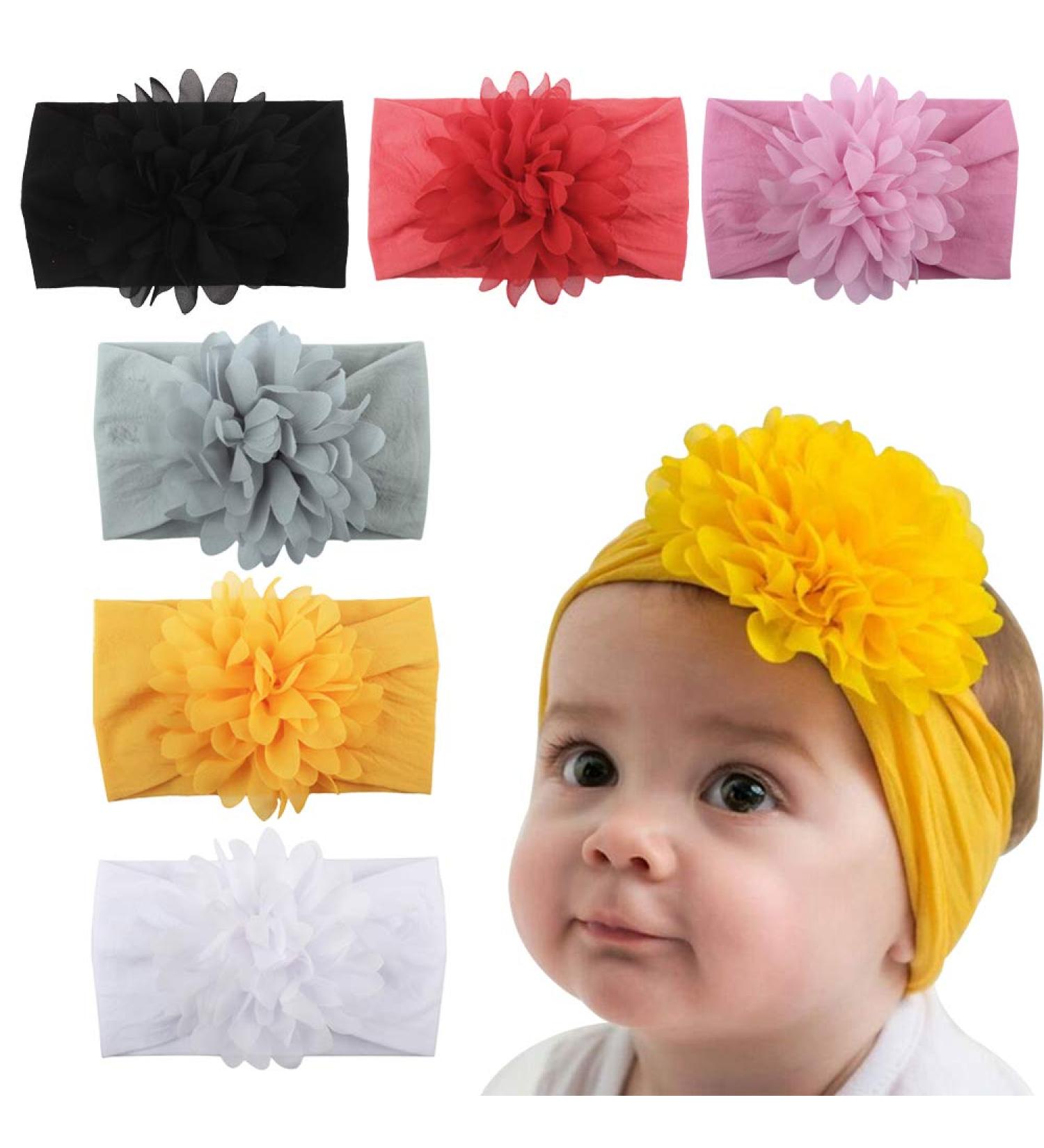 LERTREE 6 PACK Baby Girl's Headbands with Chiffon FLowers Soft Headwraps Caps Infant Head Bands - Buy Online on GoSupps.com