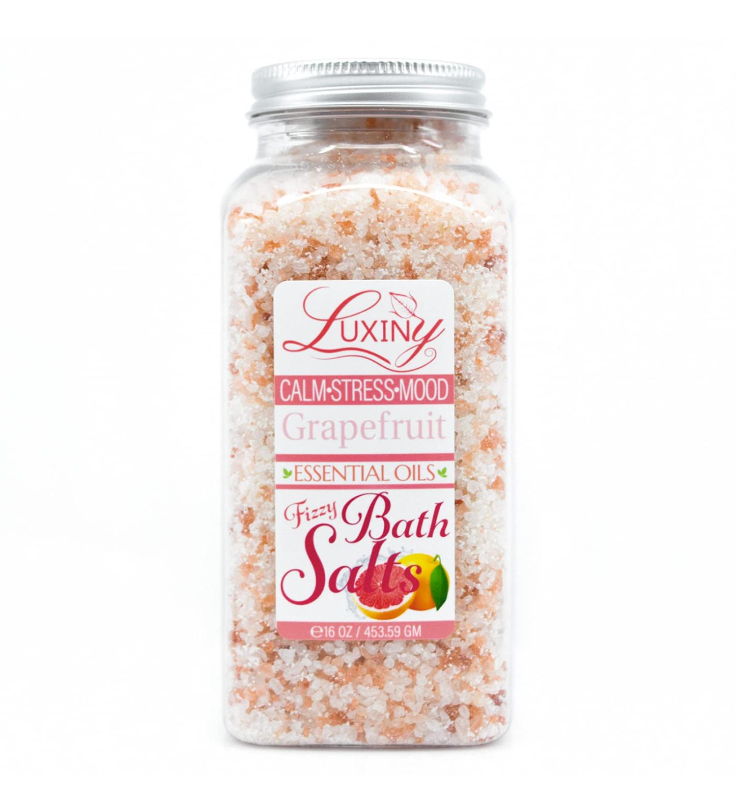 Luxiny Bath Salts for Women- Relaxing Sea Salt Soak with Almond Oil & Essential Oils - Made in USA (16 oz, Grapefruit) - Buy Online on GoSupps.com