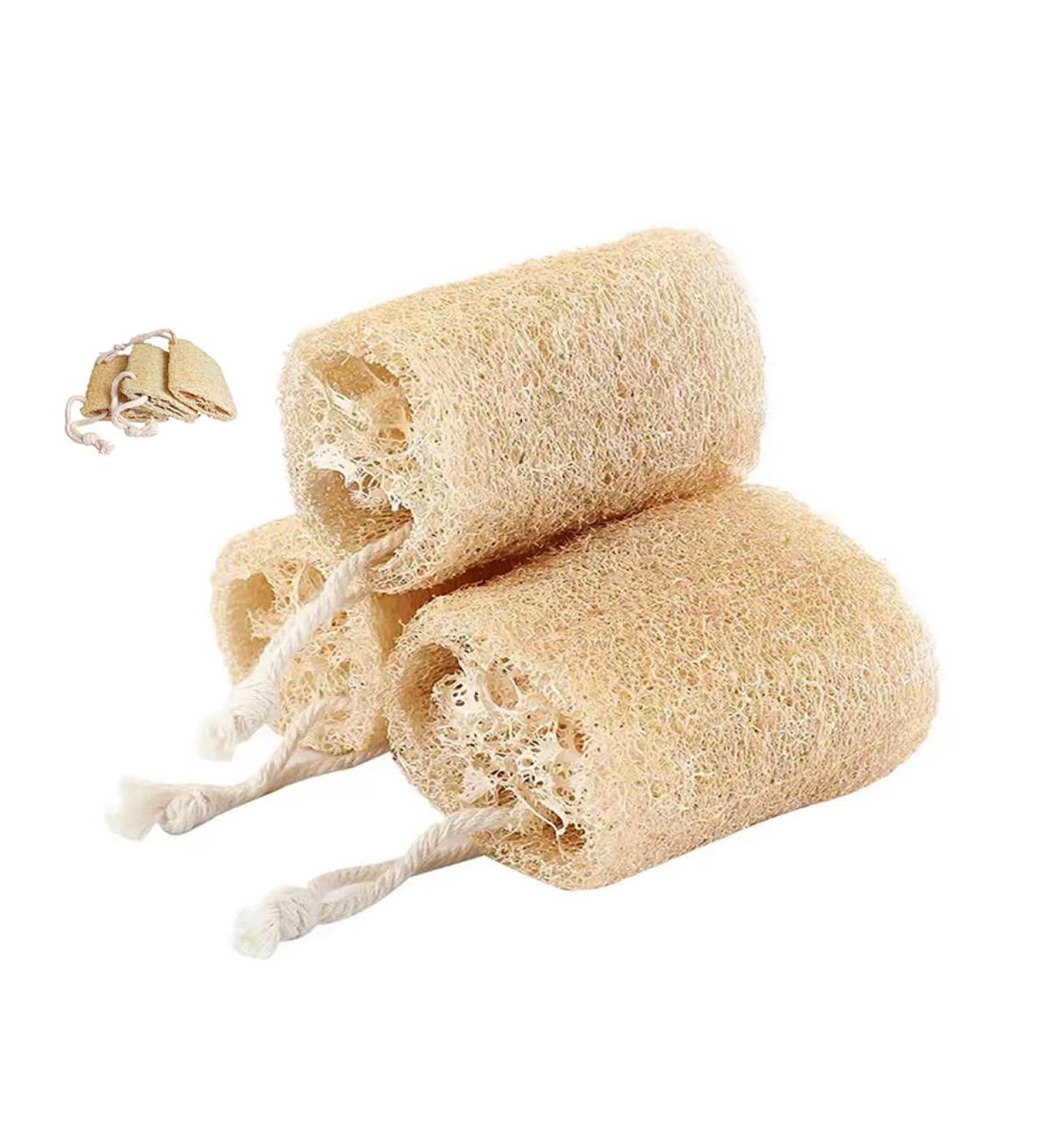 Organic Natural Shower Loofah Sponge Set - Exfoliating Body Scrubber for Deep Cleansing and Unclogging Pores - 3 pcs - Buy Online on GoSupps.com