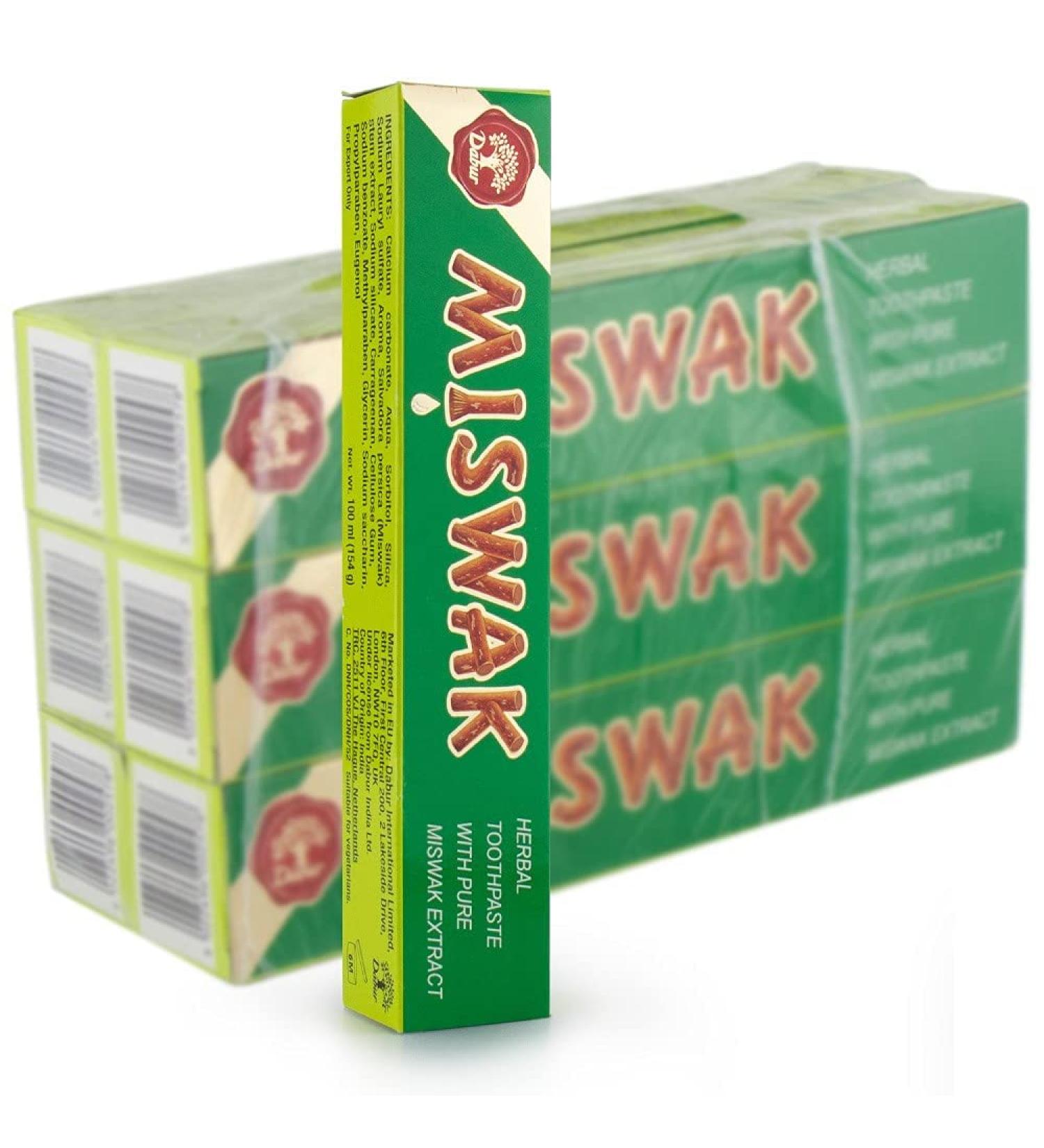 Original Dabur Miswak Toothpaste 154g - Fluoride-Free Herbal Toothpaste 6-Pack Siwak Sewak Meswak - Natural Oral Care - Buy Online on GoSupps.com