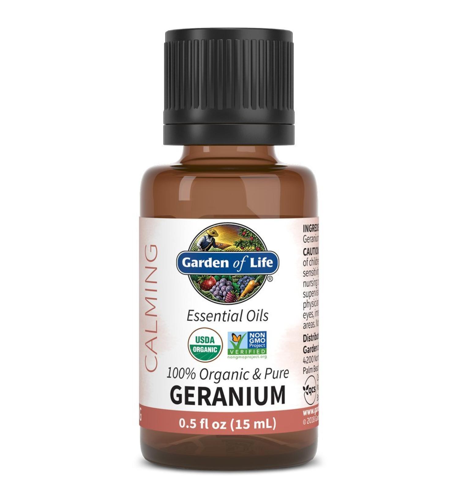 Buy Garden of Life Geranium Essential Oil 0.5 fl oz - 100% Organic Pure & Undiluted for Aromatherapy & Relaxation - Buy Online on GoSupps.com