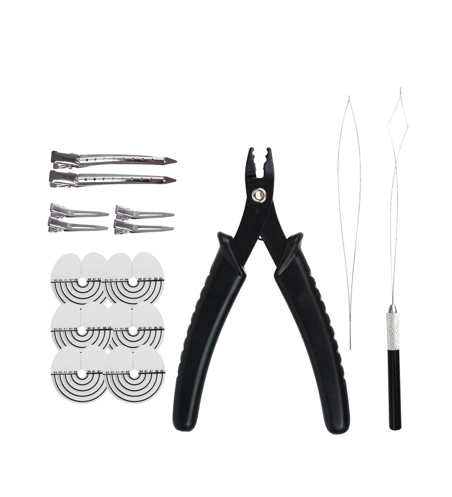 Hair Extensions Kit : 2 Holes Hair Pliers Pulling Needle and Loop Threader - Buy Online on GoSupps.com