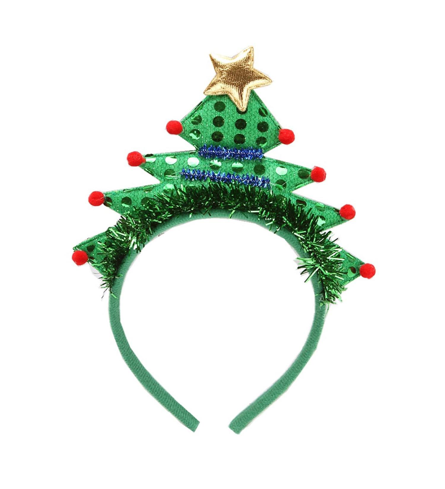 AWOCAN Christmas Headbands Christmas Tree Headband Xmas Headbands Funny Sequin Hairband Hair Accessories Christmas Decoration For Womens Girls (A) - Buy Online on GoSupps.com
