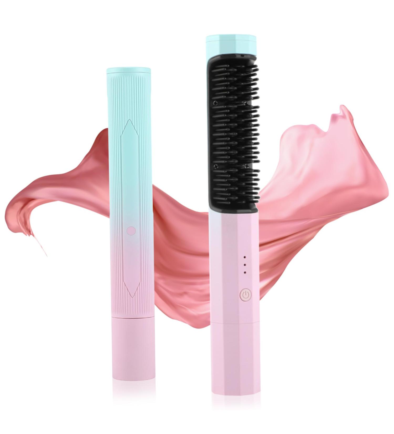 Portable Cordless Hair Straightener Brush - 3 Temp Settings 40 Min Battery Auto-Off & Anti-Scald for Women - Buy Online on GoSupps.com