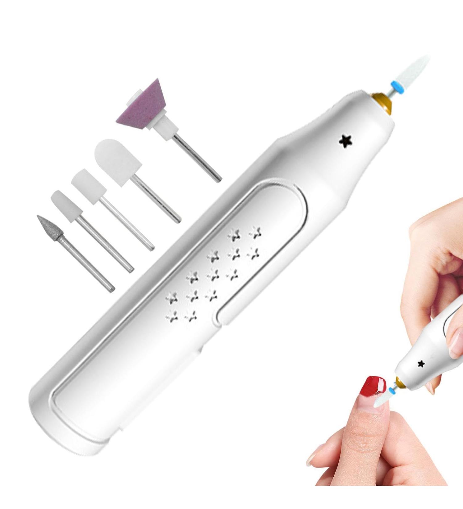 5 in 1 Electric Nail File USB Recharging Electric Nail Drill Adjustable Speed Cordless Manicure Machine Professional Portable Electric Manicure Pedicure Kit Beauty Care for Hands and Feet White - Buy Online on GoSupps.com