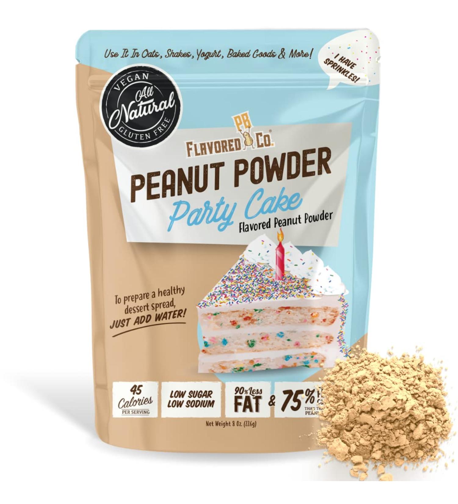 Flavored PB Co. Party Cake Peanut Butter Powder - Low Carb, 45 Calories - All-Natural USA Farm Sourced - Buy Online on GoSupps.com