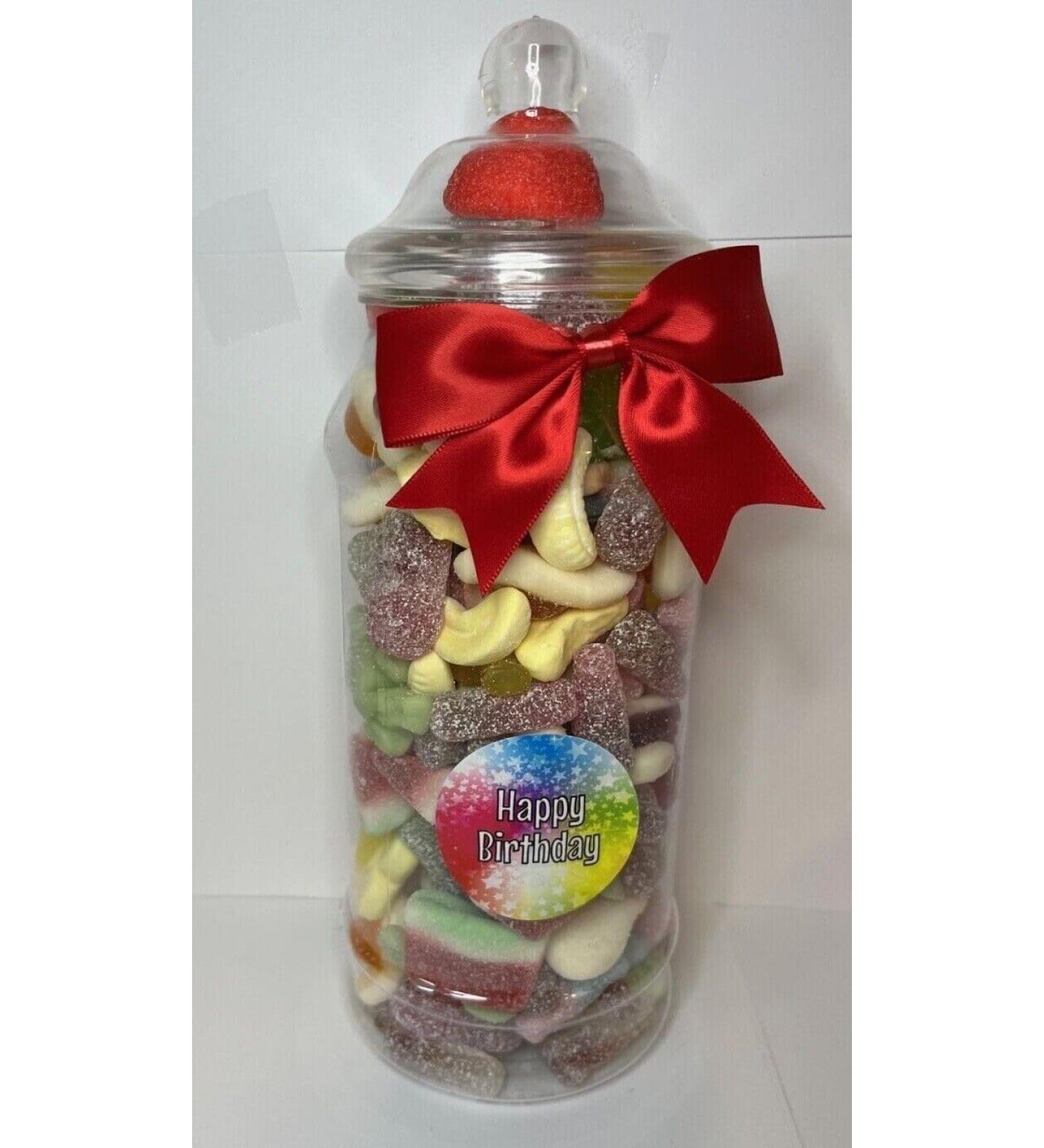 Happy Birthday Filled Pick N Mix Sweet Victorian Jar Gift Personalised Present 970ml - Buy Online on GoSupps.com