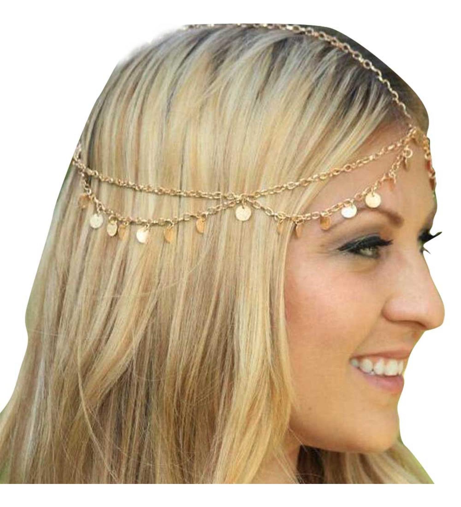 Missgrace Metal Chain Headband with Tassel Pearl Detail | Hair Accessory - Buy Online on GoSupps.com