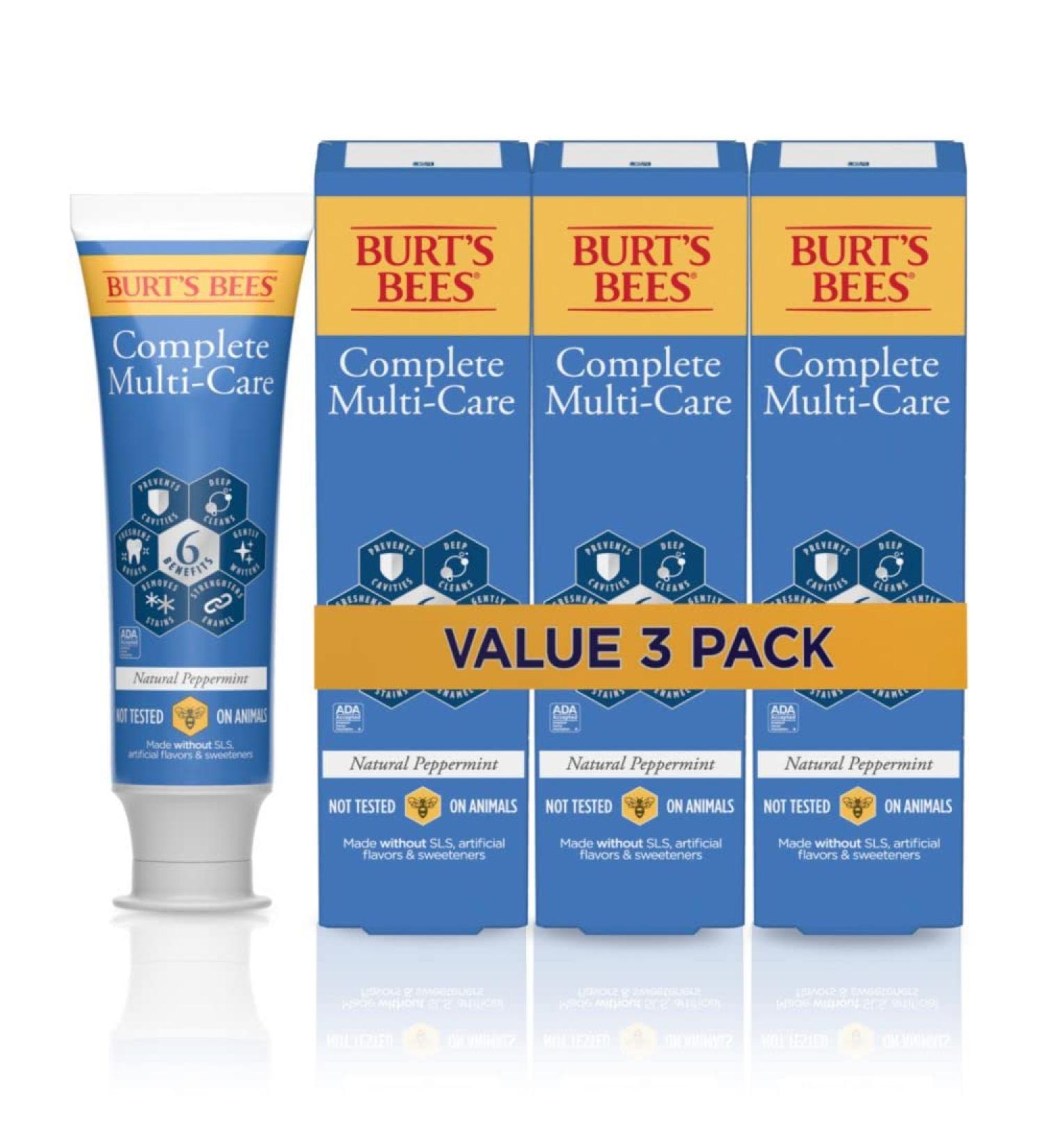 Burt's Bees Complete Multi Care Toothpaste 4.7 oz - Pack of 3 | Natural Oral Care - Buy Online on GoSupps.com