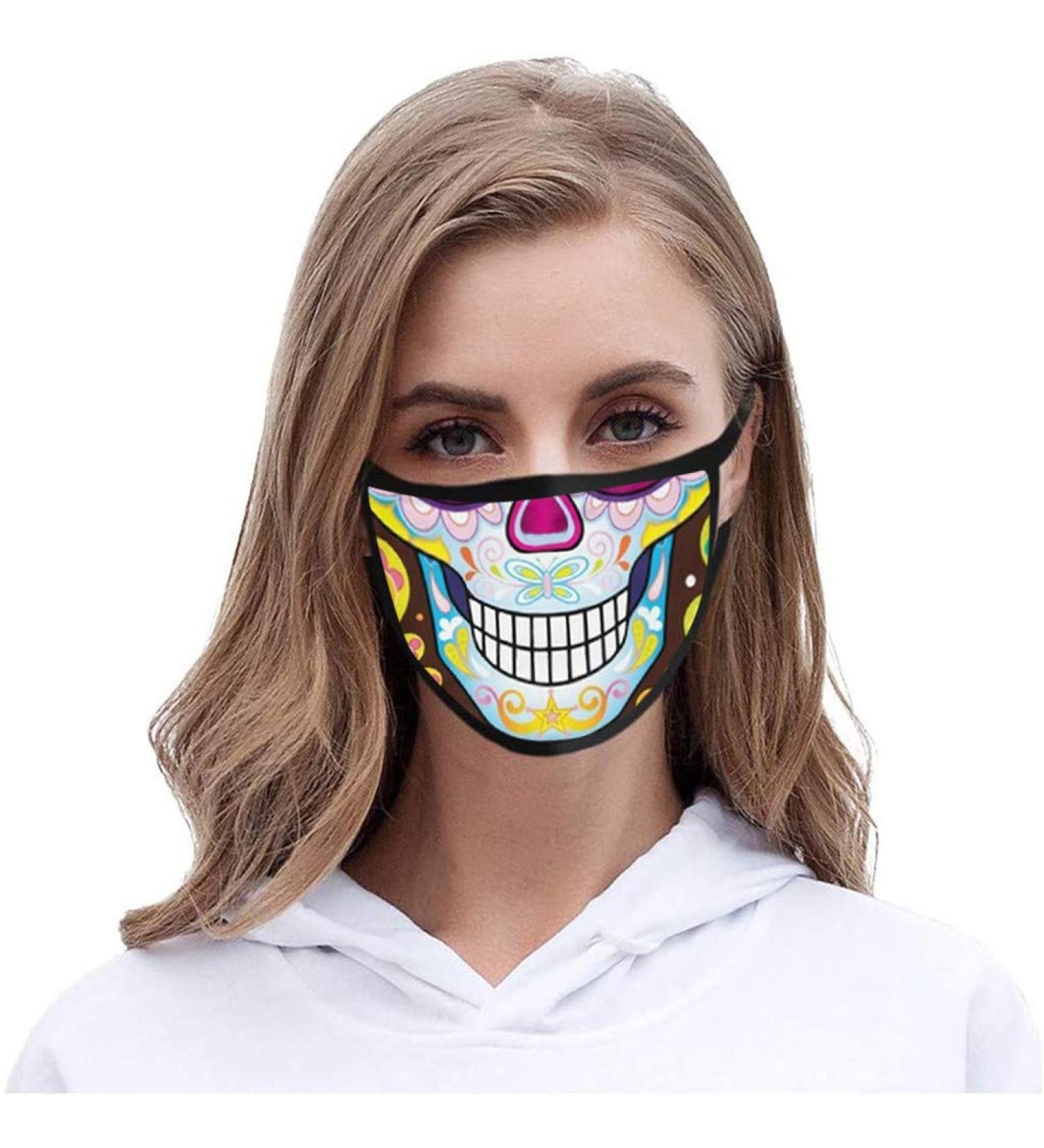 ZLUU 1PC Halloween Adults Protective Face Mask Personalized Patterns Face Cover Safe Skin Friendly Face Sheild Washable Reusable Adult Christmas Printed Masks are Washable - Buy Online on GoSupps.com