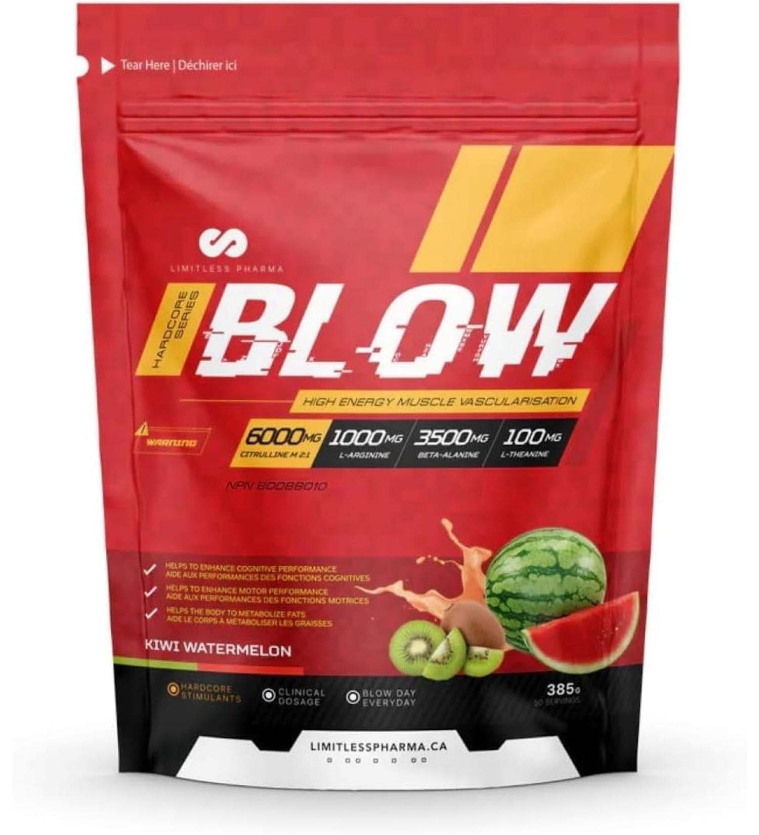 Limitless Pharma Blow Pre Workout Powder | Increased Energy Nitric Oxide Booster Enhanced Endurance Focus | L-Citrulline Beta-Alanine L-Arginine Caffeine | 50 Servings (Kiwi Watermelon) Kiwi Watermelon 50 Servings (Pack of 1) - Buy Online on GoSupps.com