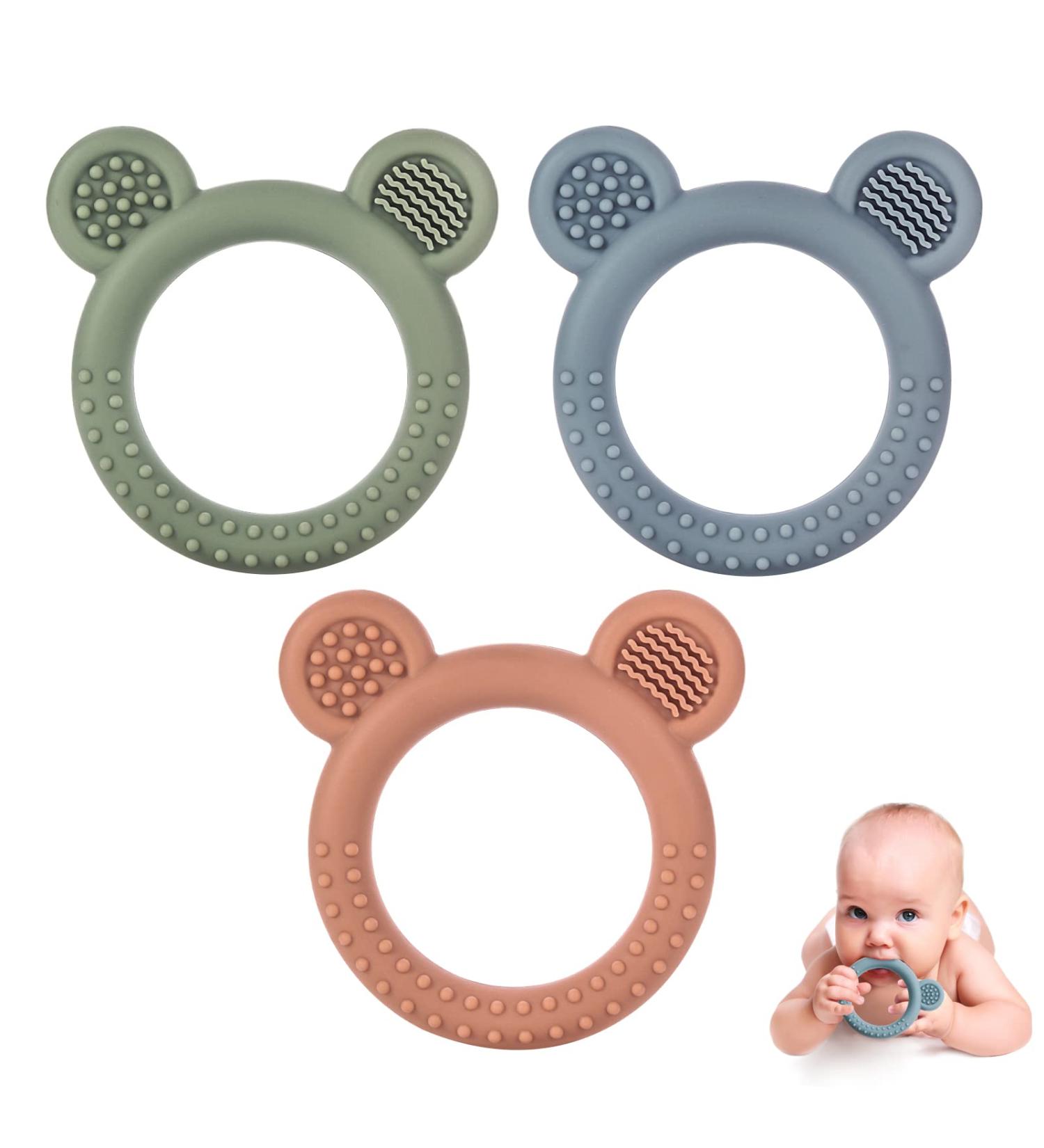 Eascrozn Baby Teething Toys Set | BPA Free Silicone Teether for Babies 0-12 Months | Soothes Sore Gums | 3-Pack - Buy Online on GoSupps.com
