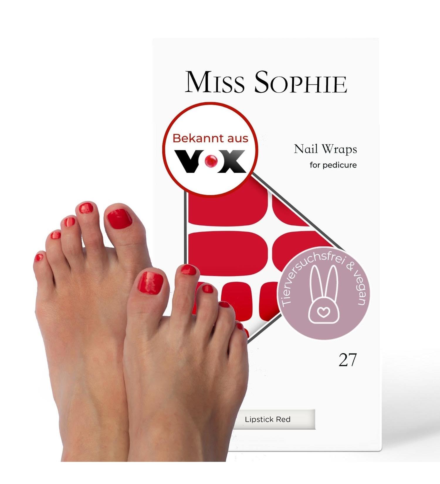 Miss Sophie Pedi Wraps - Lipstick Red | Ultra-Thin Self-Adhesive Nail Foils for Long-Lasting Pedicure | Single Colored Pedicure Wraps - Buy Online on GoSupps.com