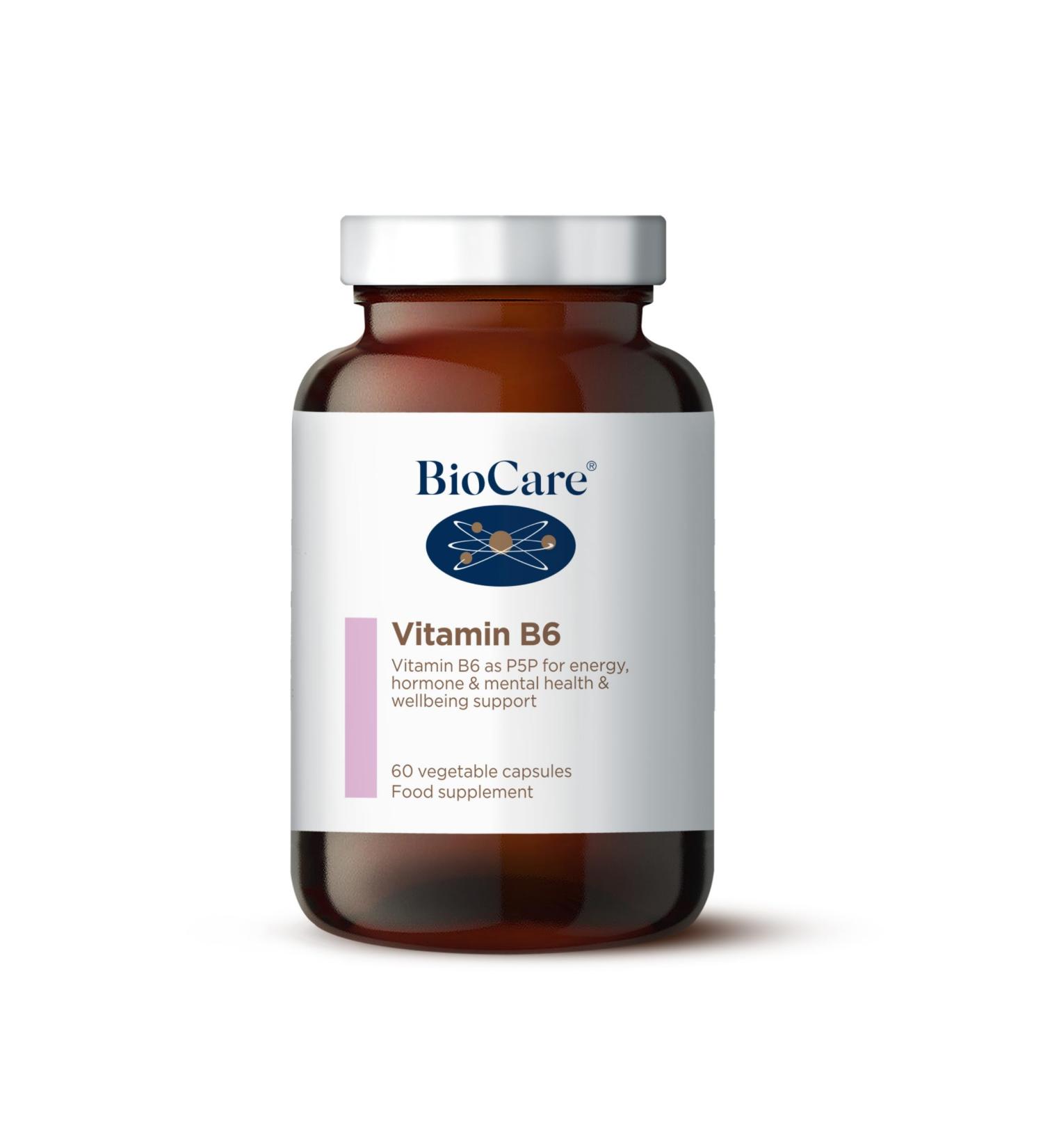 BioCare Vitamin B6 | for Energy Hormone & Mental Health & Wellbeing Support - Pack of 60 Capsules - Buy Online on GoSupps.com
