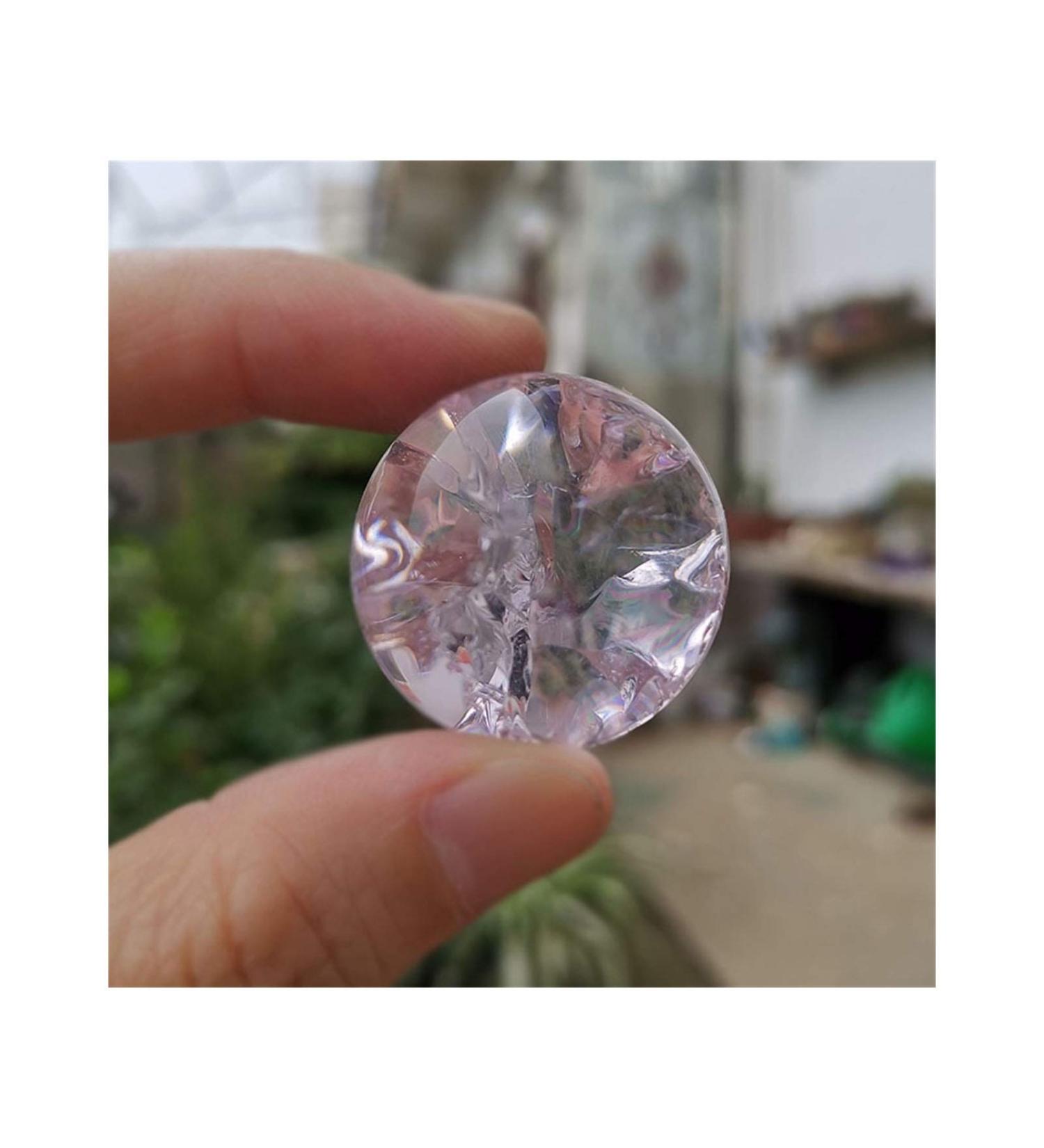 Fennchun crystal ice rack ball water wells bonsai glass ball main decoration ornaments feng shui figure marble ball gifts (color: pink size: 30mm) 30mm pink