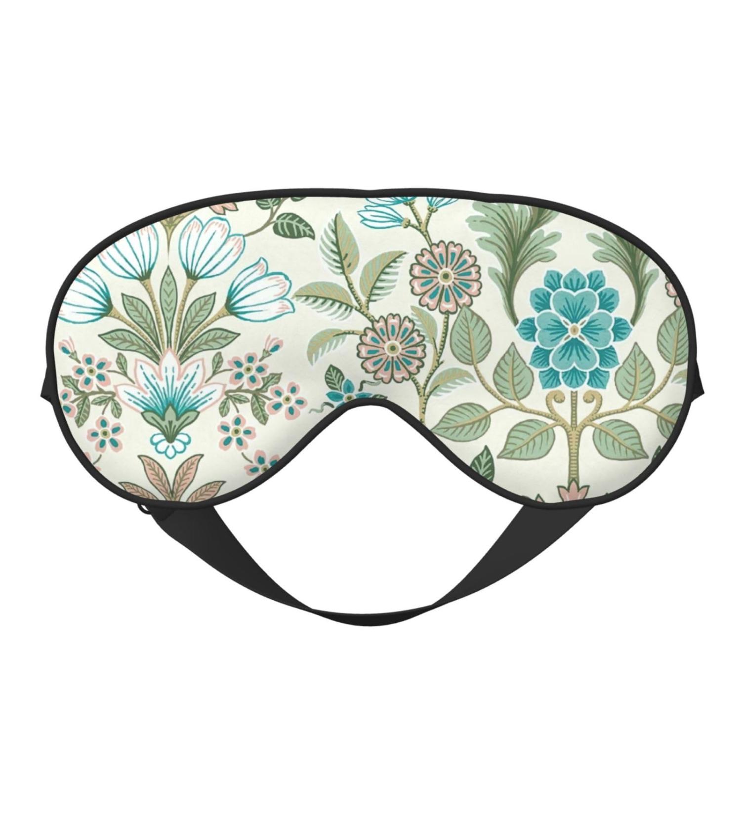 SSIMOO Green Flower Sleep Mask - Adjustable Breathable & Fashionable Eye Mask for Comfortable Sleep | Black | International Shipping - Buy Online on GoSupps.com
