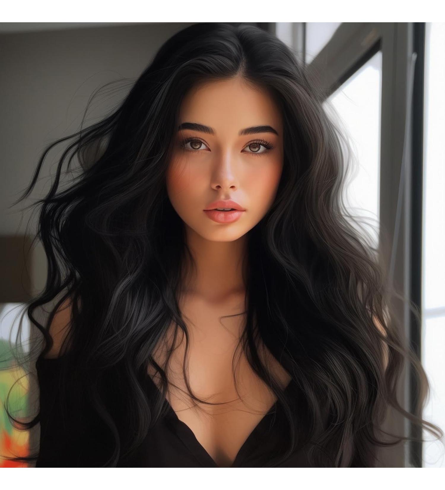 Long Synthetic Black Wigs for Women | 27 inch Body Wave Closure Wigs - Buy Online on GoSupps.com