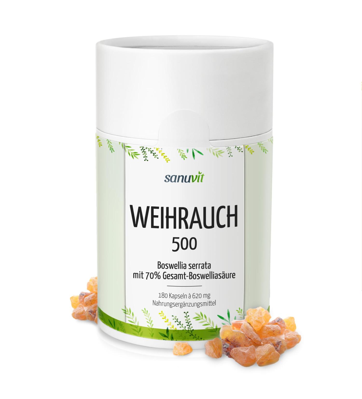 Sanuvit Frankincense Capsules 500mg | High Dose Boswellia Serrata | Vegan | 180 Capsules with Premium Boswellin for Optimal Bioavailability - Buy Online on GoSupps.com