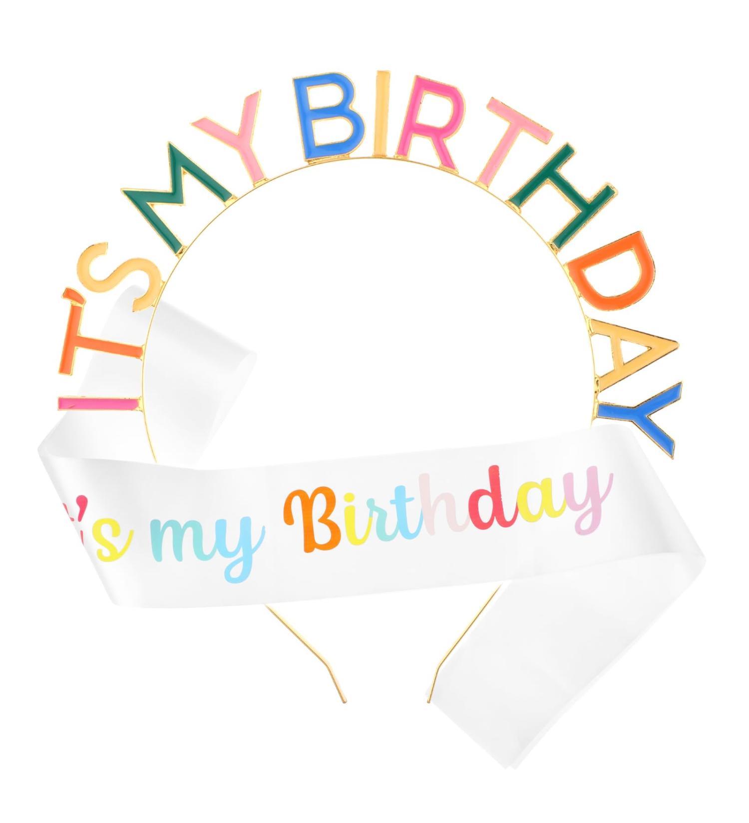 WY LIGHTING LEVEL Happy Birthday Headband Rainbow It's My Birthday Tiara Sash Crown Headpiece Set Princess Birthday Crown Decorations Cute Birthday Tiaras Crown for Women Girl Party Accessories - Buy Online on GoSupps.com