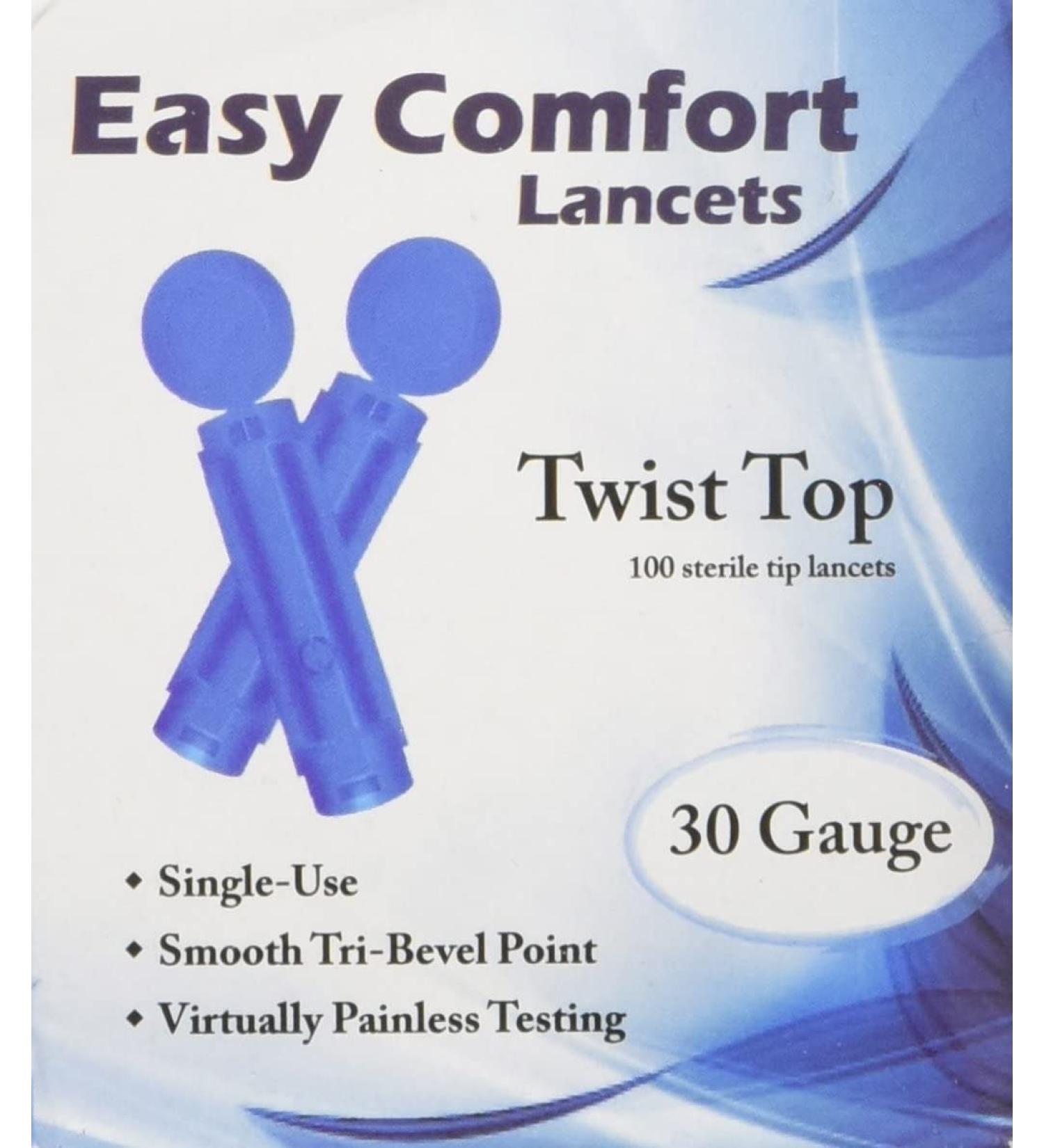 Easy Comfort 30 Gauge Lancets - 100 Lancets (2 Pack) | Twist Top Universal Design - Buy Online on GoSupps.com