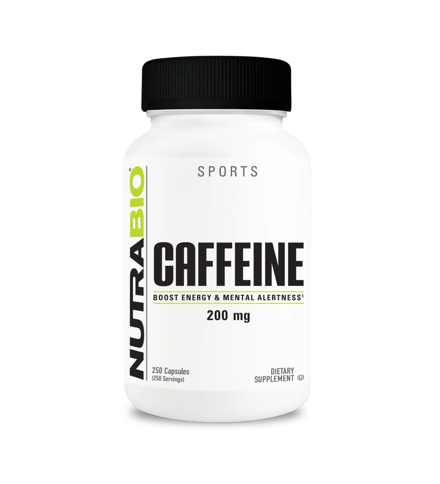 NutraBio 100% Pure Caffeine Capsules - 250 Count | Boost Energy & Focus - Shop Internationally - Buy Online on GoSupps.com