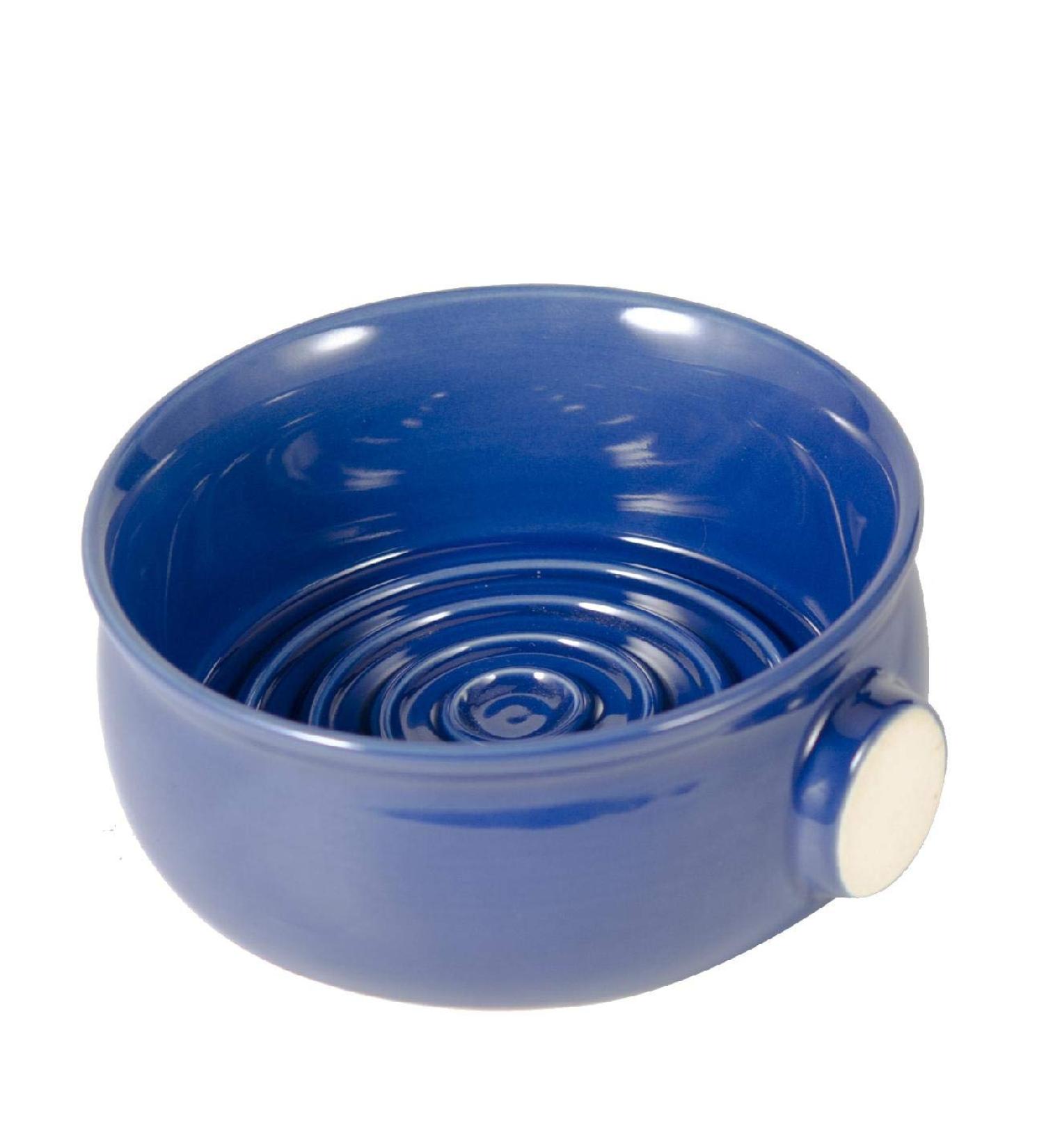 Grandslam Men's Ceramic Shaving Soap Bowl | Wide Mouth for Easy Lathering | Non-slip Handle | Handmade Pottery Cup for Soap and Cream - Buy Online on GoSupps.com